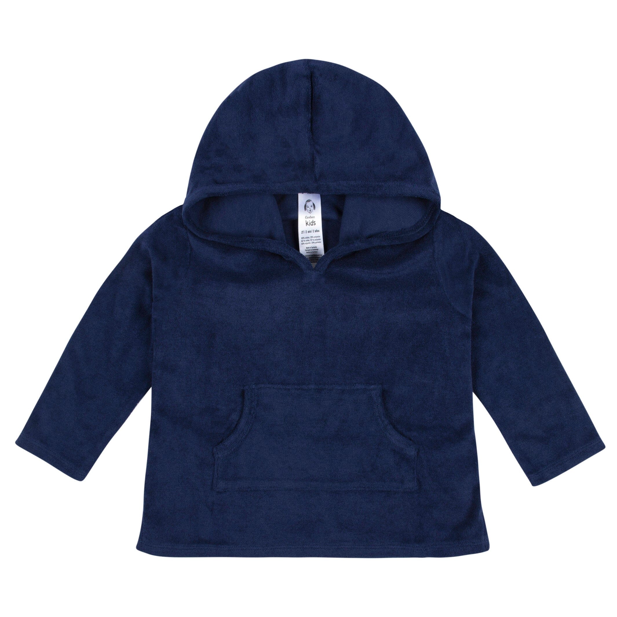 Baby & Toddler Girls Navy Hooded Kangaroo Pocket Terry Coverup