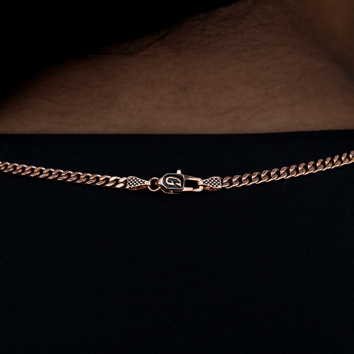 3MM Micro Cuban Necklace in Rose Gold