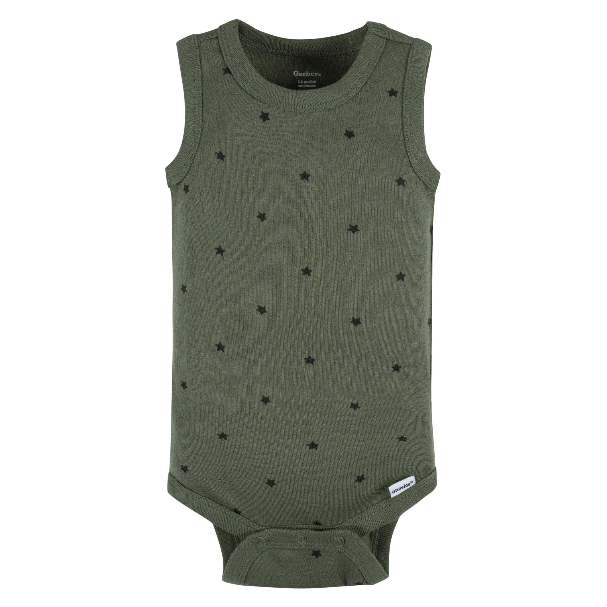 5-Pack Baby Boys Green Stars Sleeveless Onesies Bodysuits