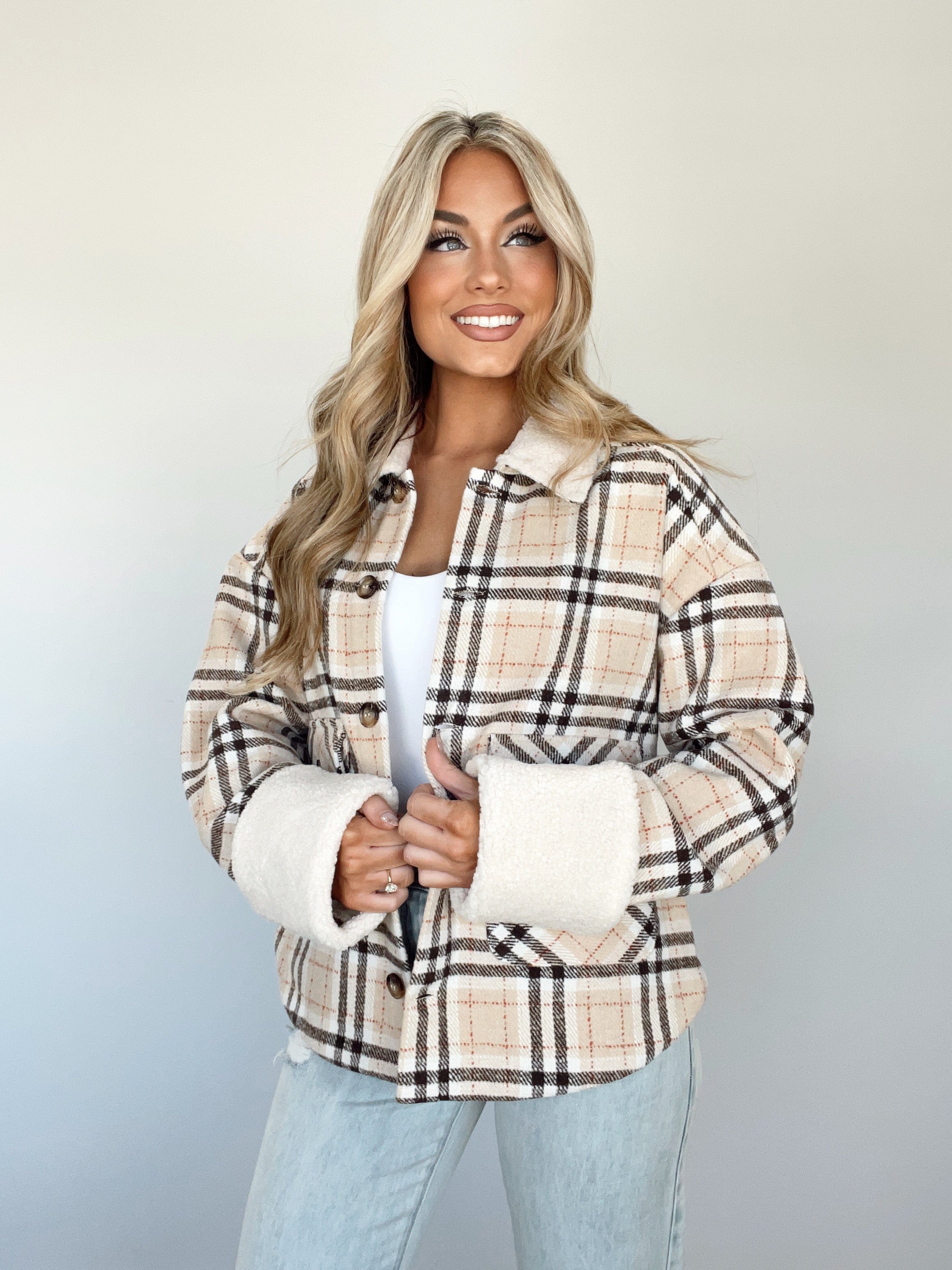 Plaid Cheer Sherpa Jacket