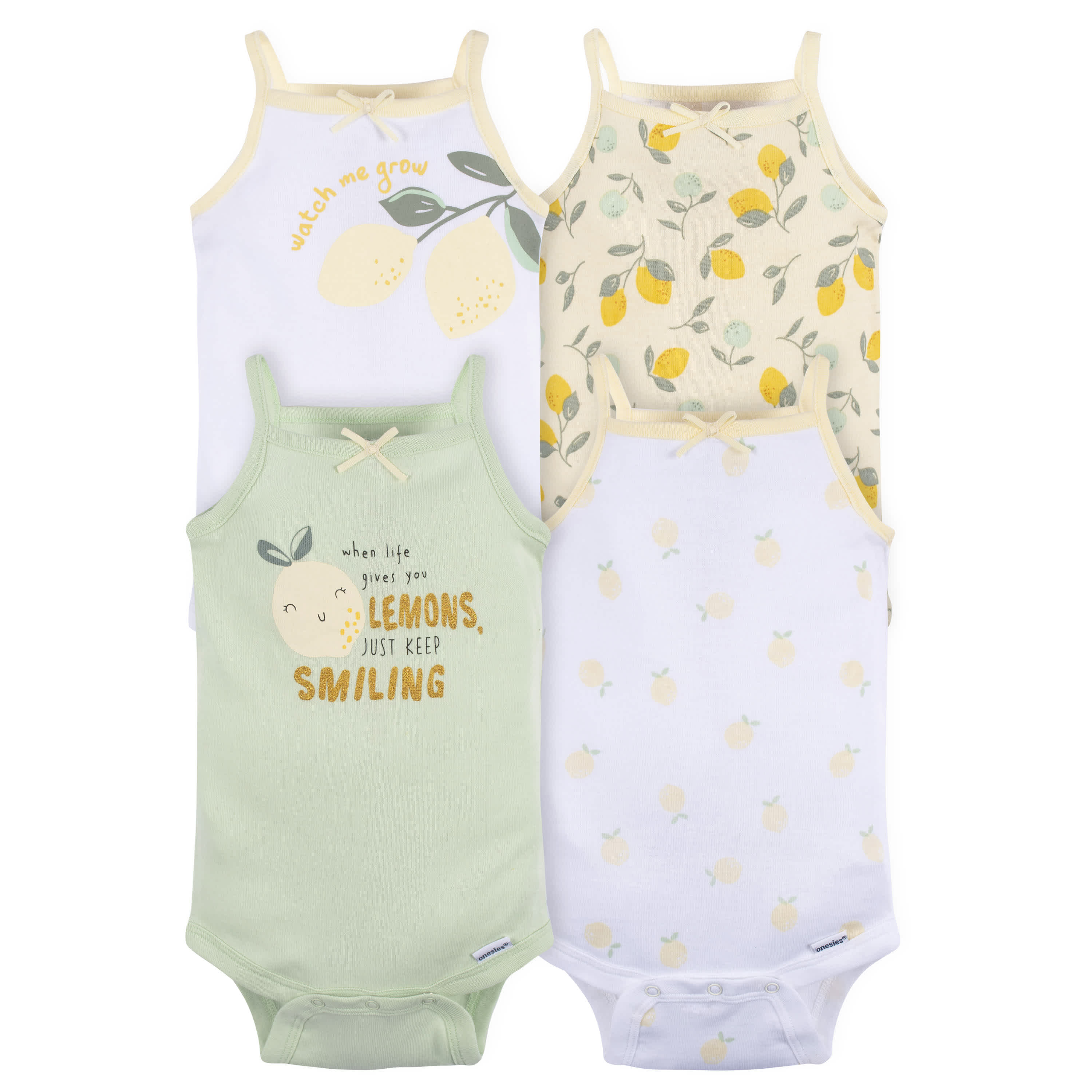 4-Pack Baby Girls Little Lemon Sleeveless Onesies Bodysuits