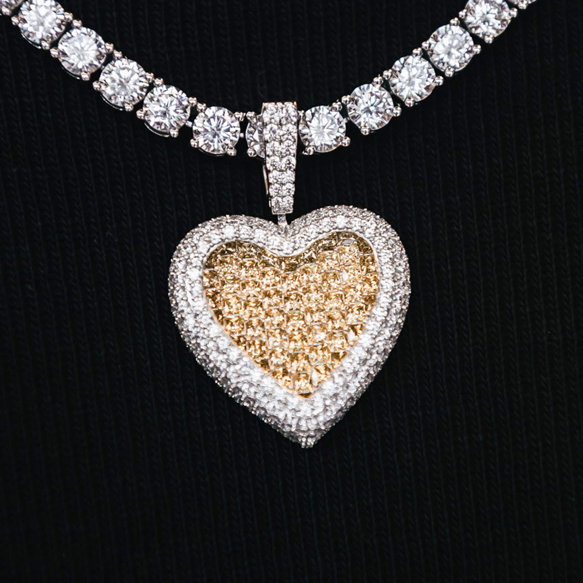 Canary Diamond Baguette Heart Pendant