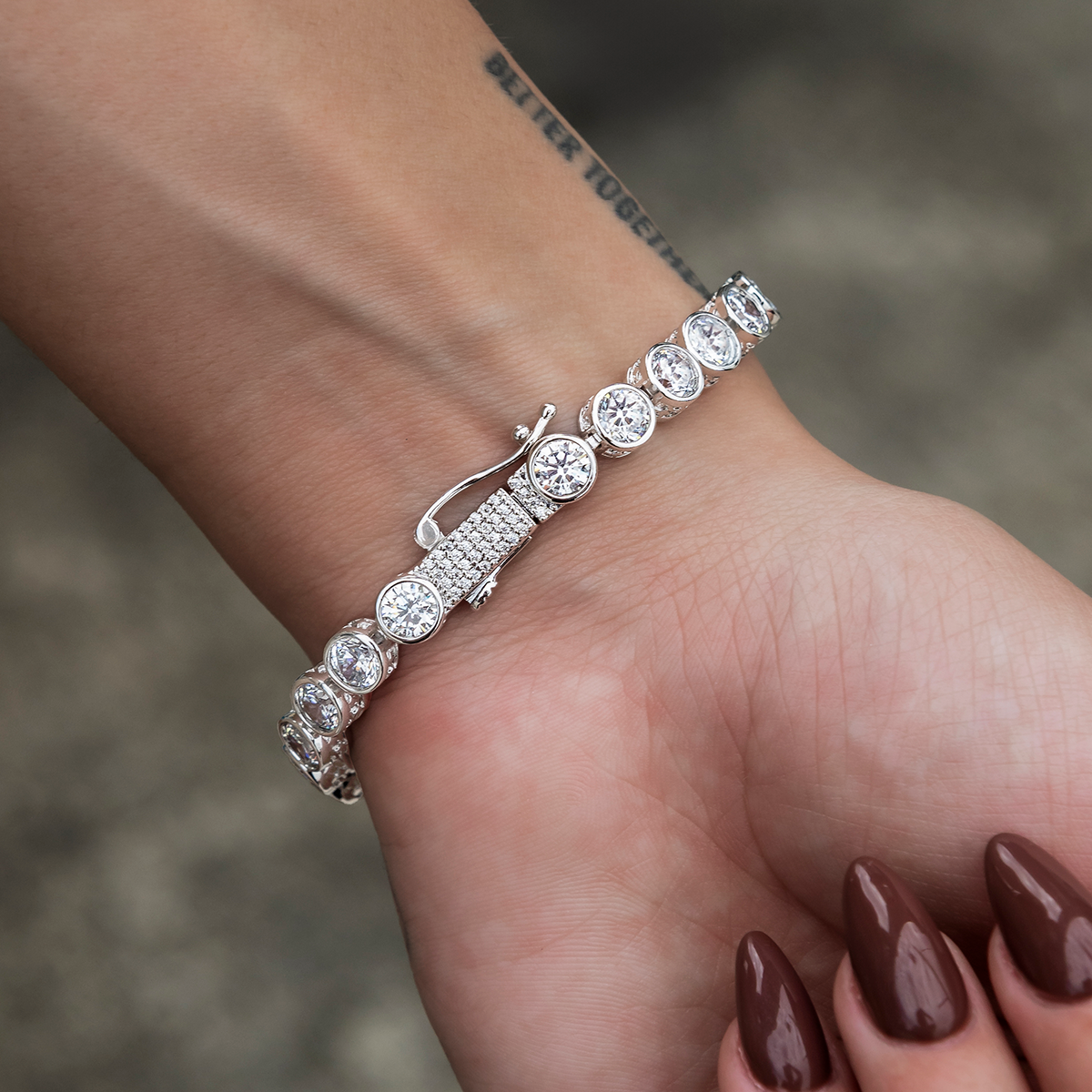 Bezel Tennis Bracelet in White Gold- 5mm