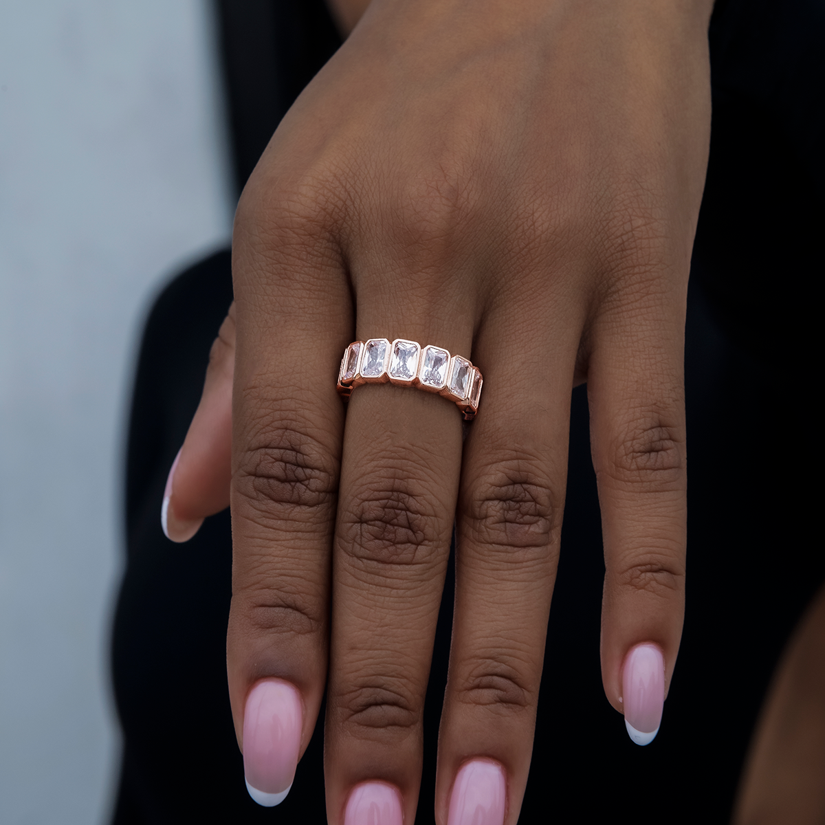 Baguette Bezel Ring in Rose Gold Vermeil