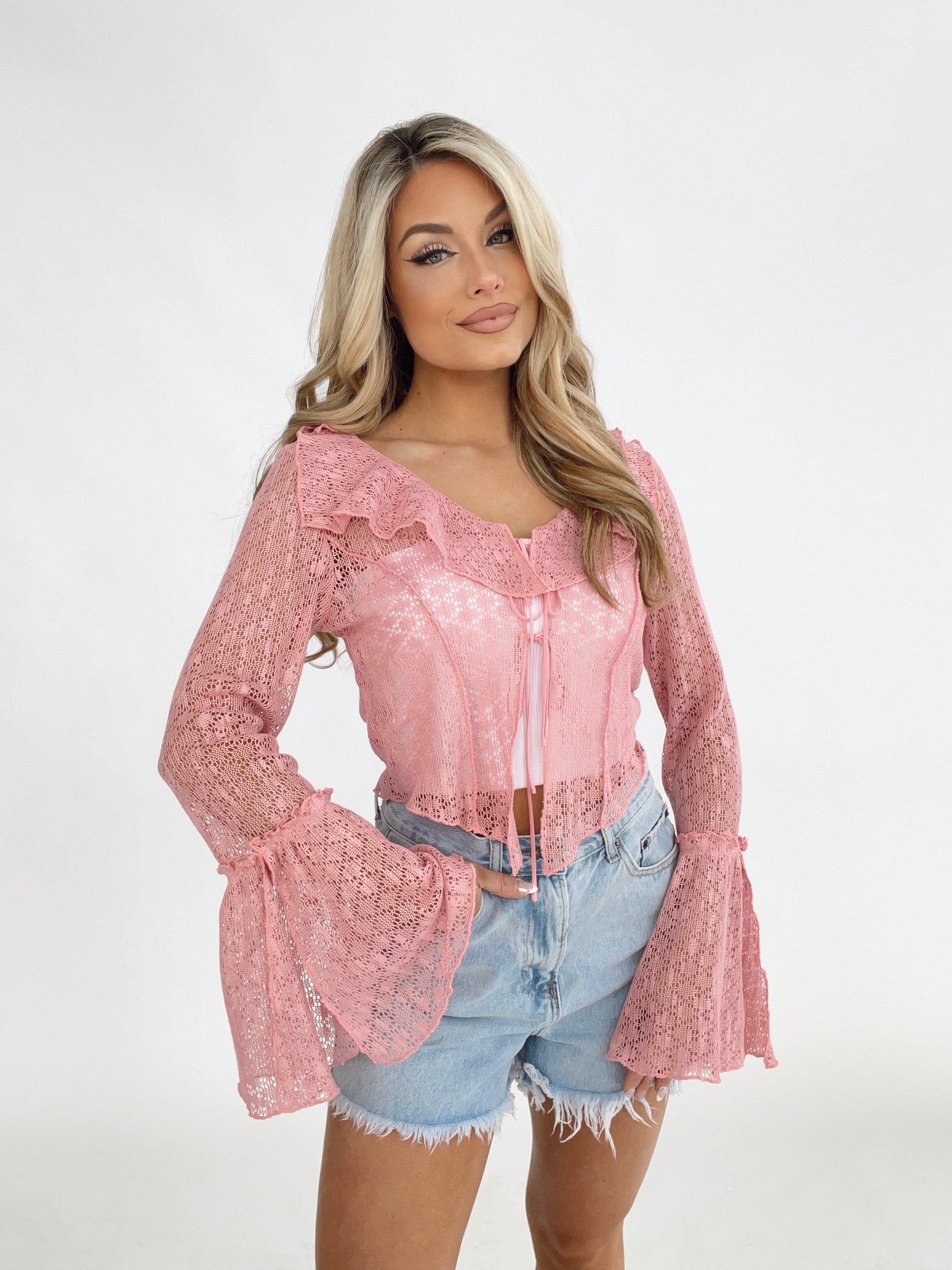 Pink Crochet Tie Top