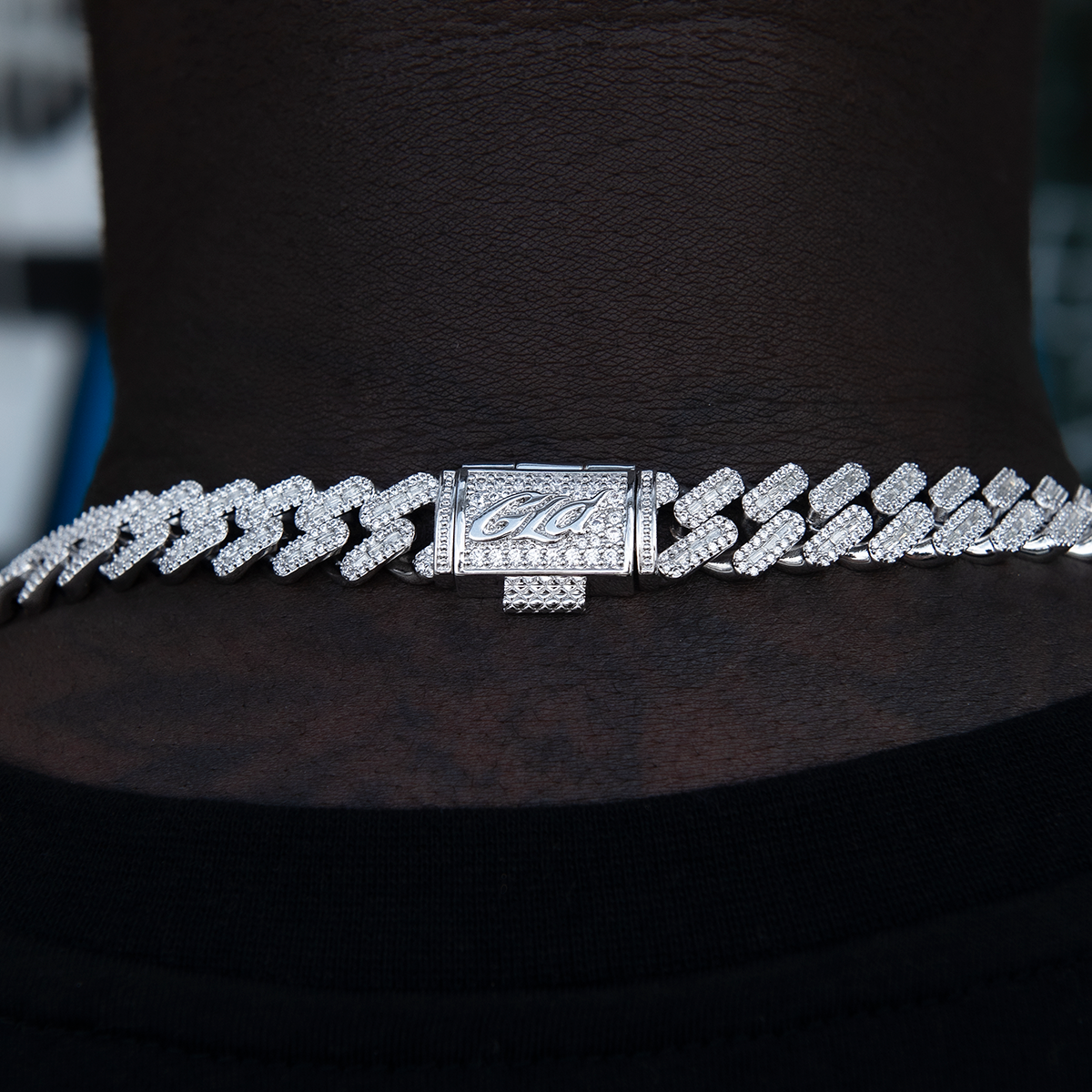 Diamond Baguette Cuban Chain in White Gold- 12mm