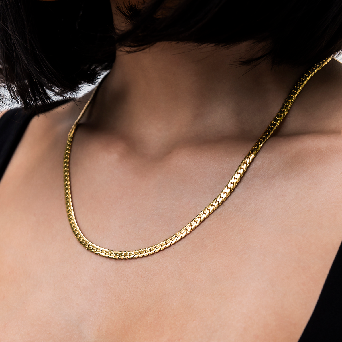 South Beach Cuban Necklace in Yellow Gold- 5mm