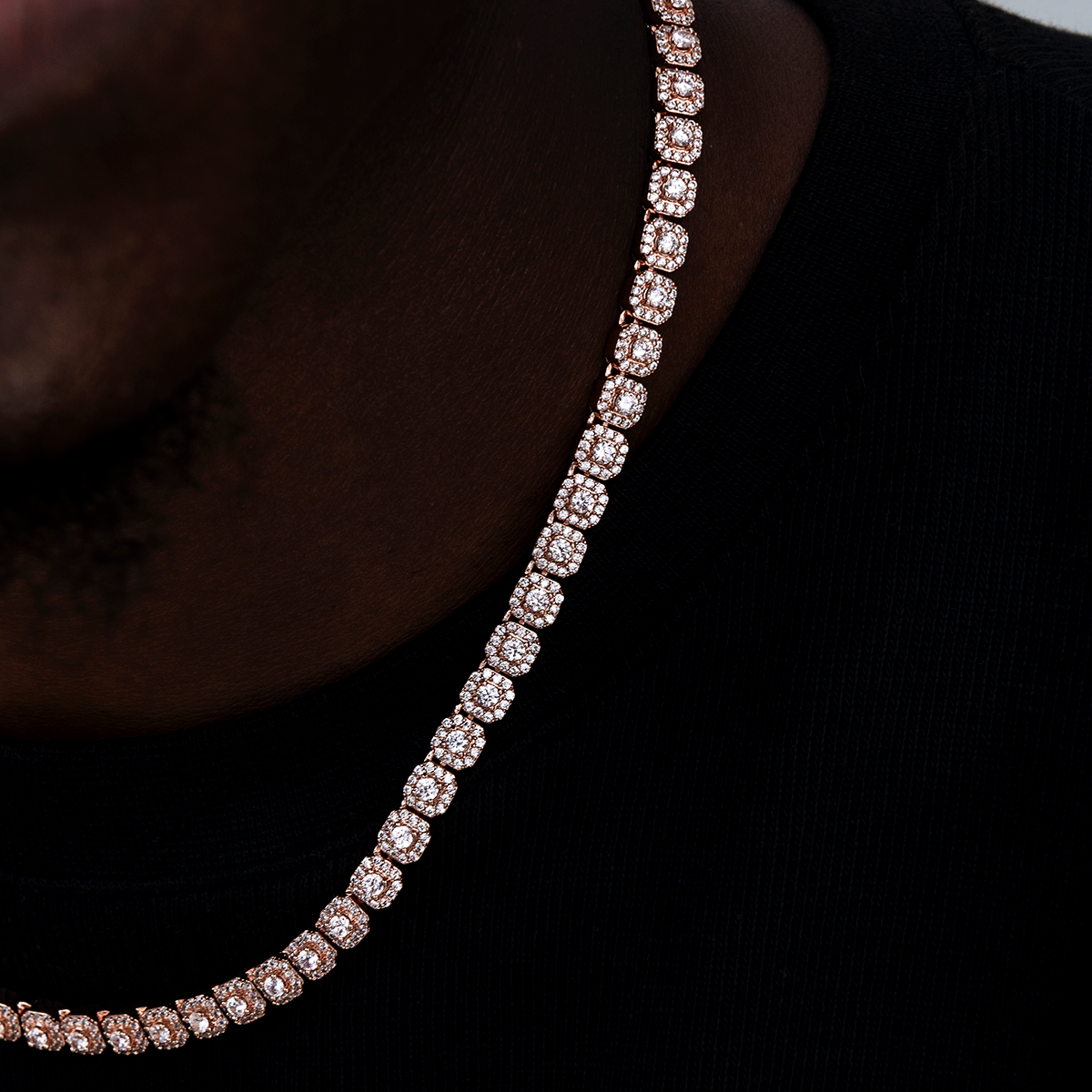 Micro Clustered Tennis Chain in Rose Gold