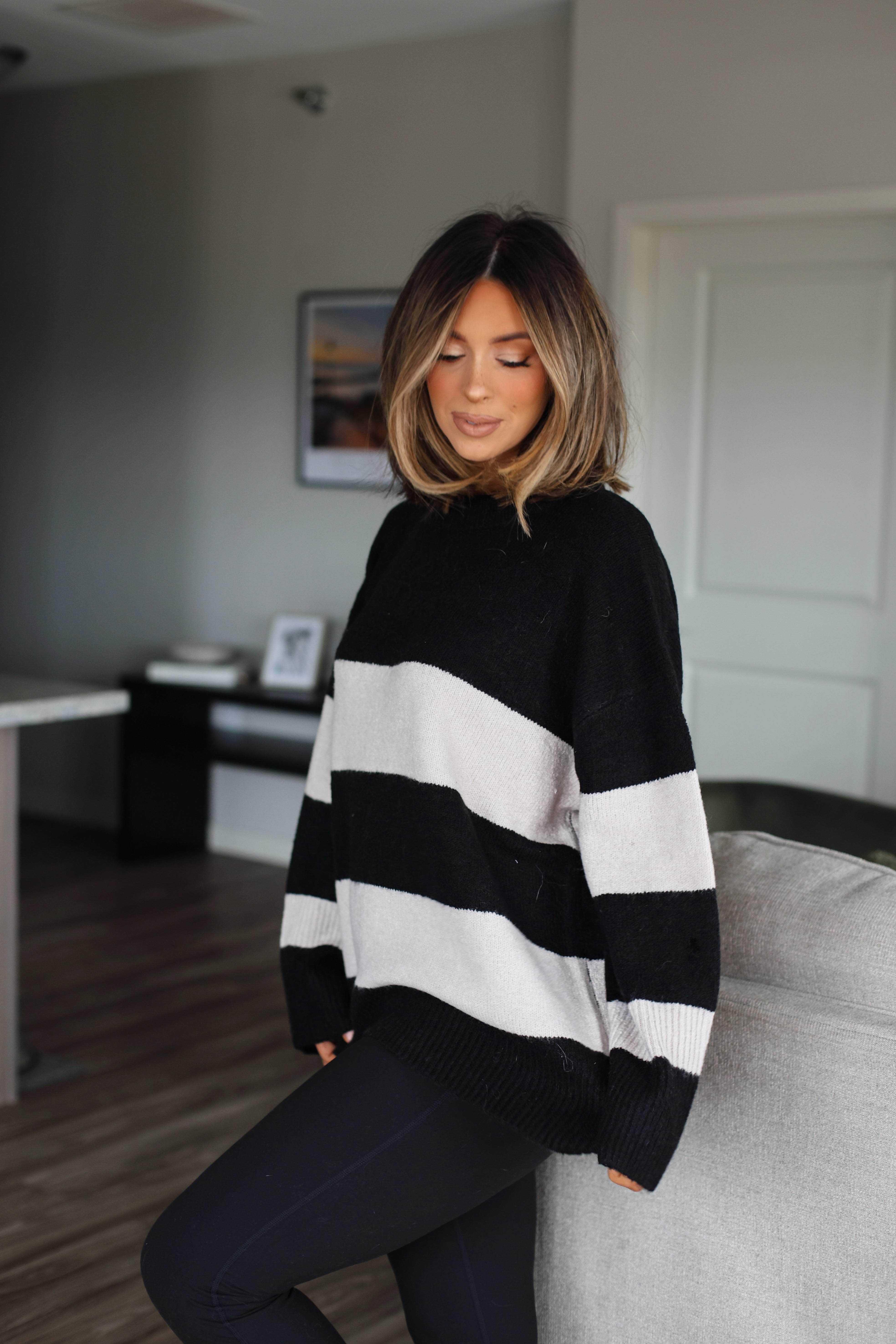 Oversized Striped Knit Sweater