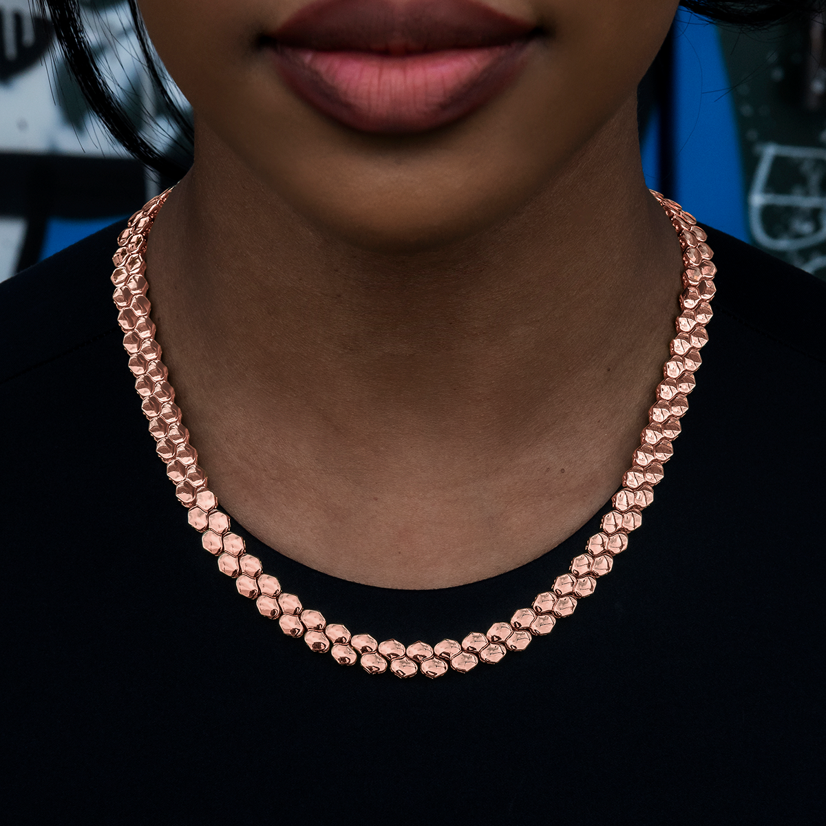 Flat Reptile Necklace in Rose Gold -4mm