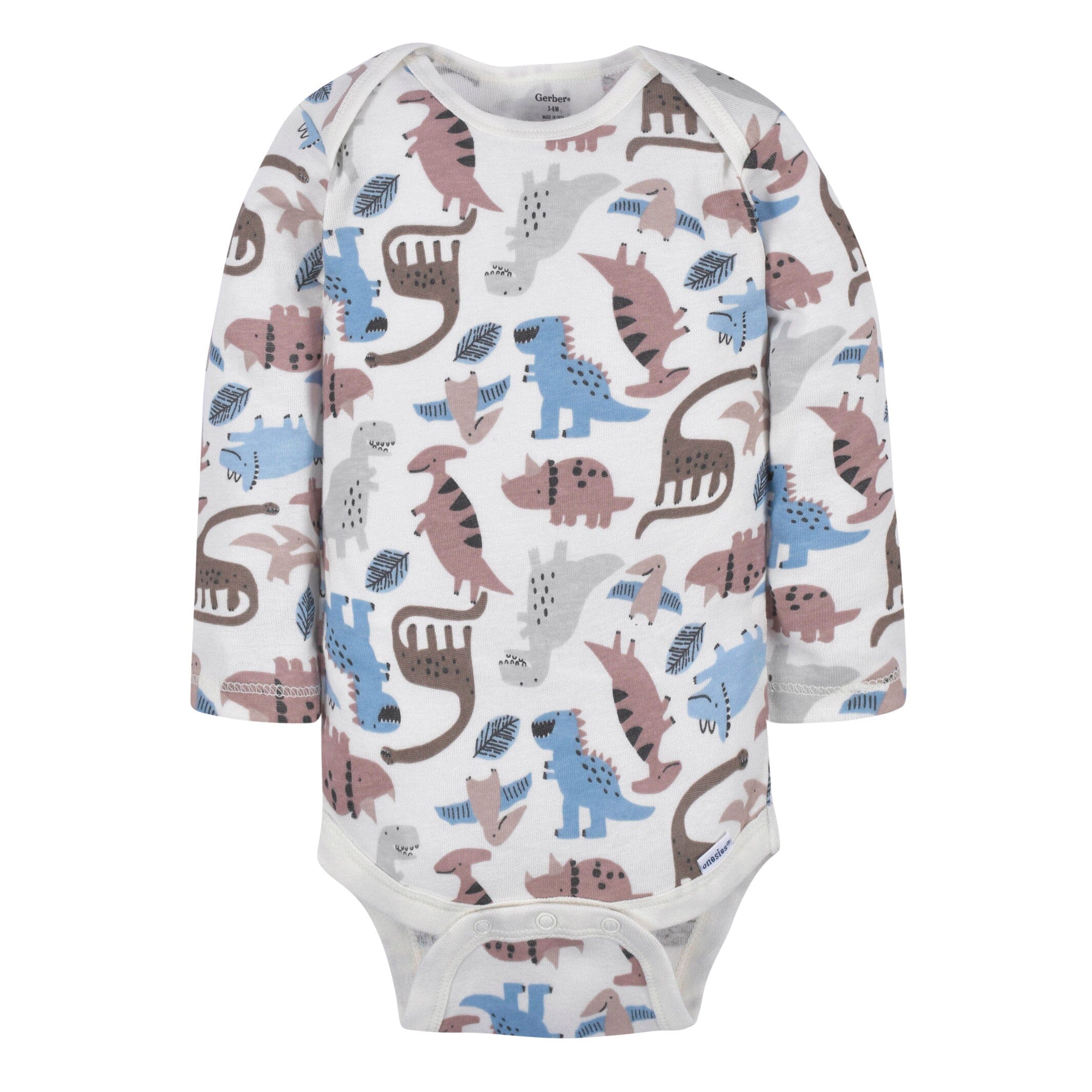 3-Pack Baby Boys Dino Long Sleeve Onesies Bodysuits