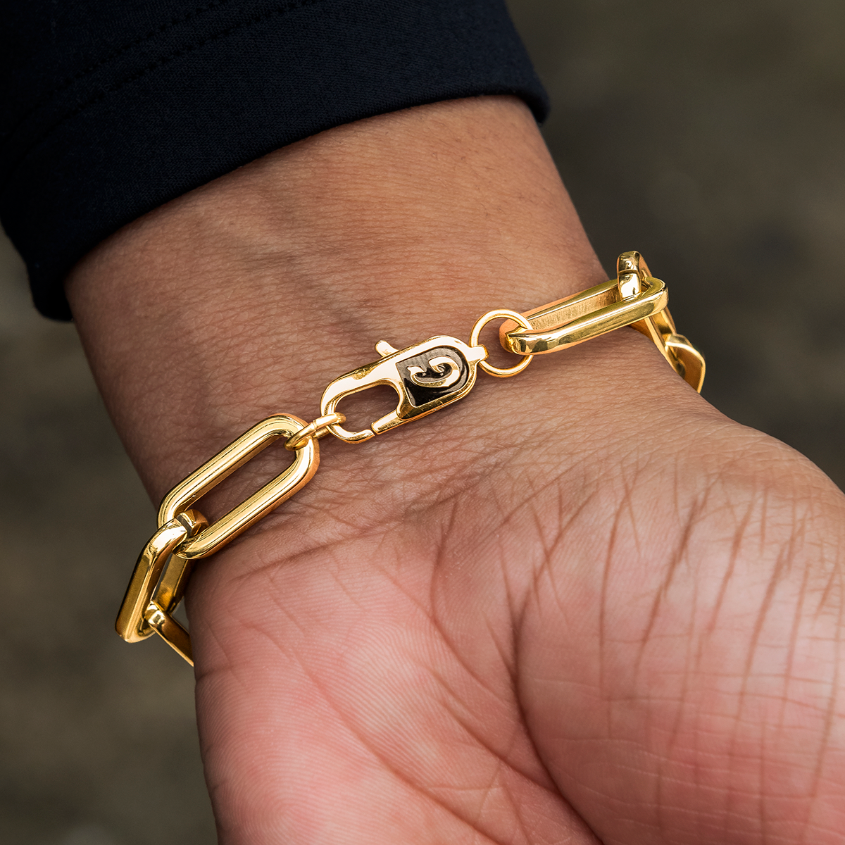 Paper Clip Bracelet in Yellow Gold- 8mm