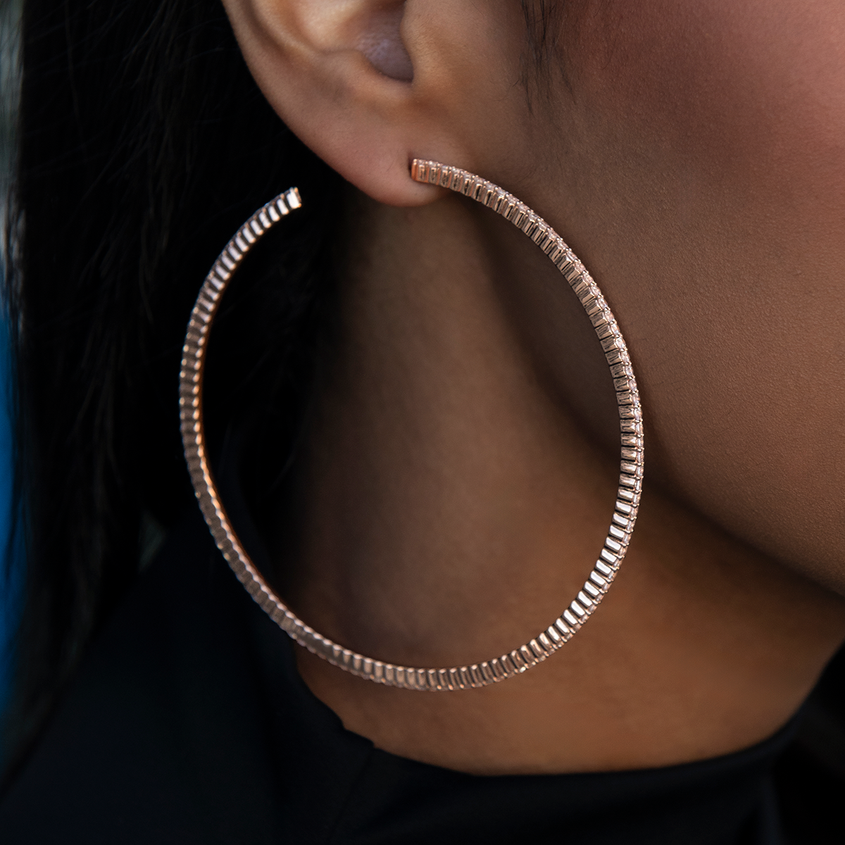 Eternity Hoop Earrings in Rose Gold