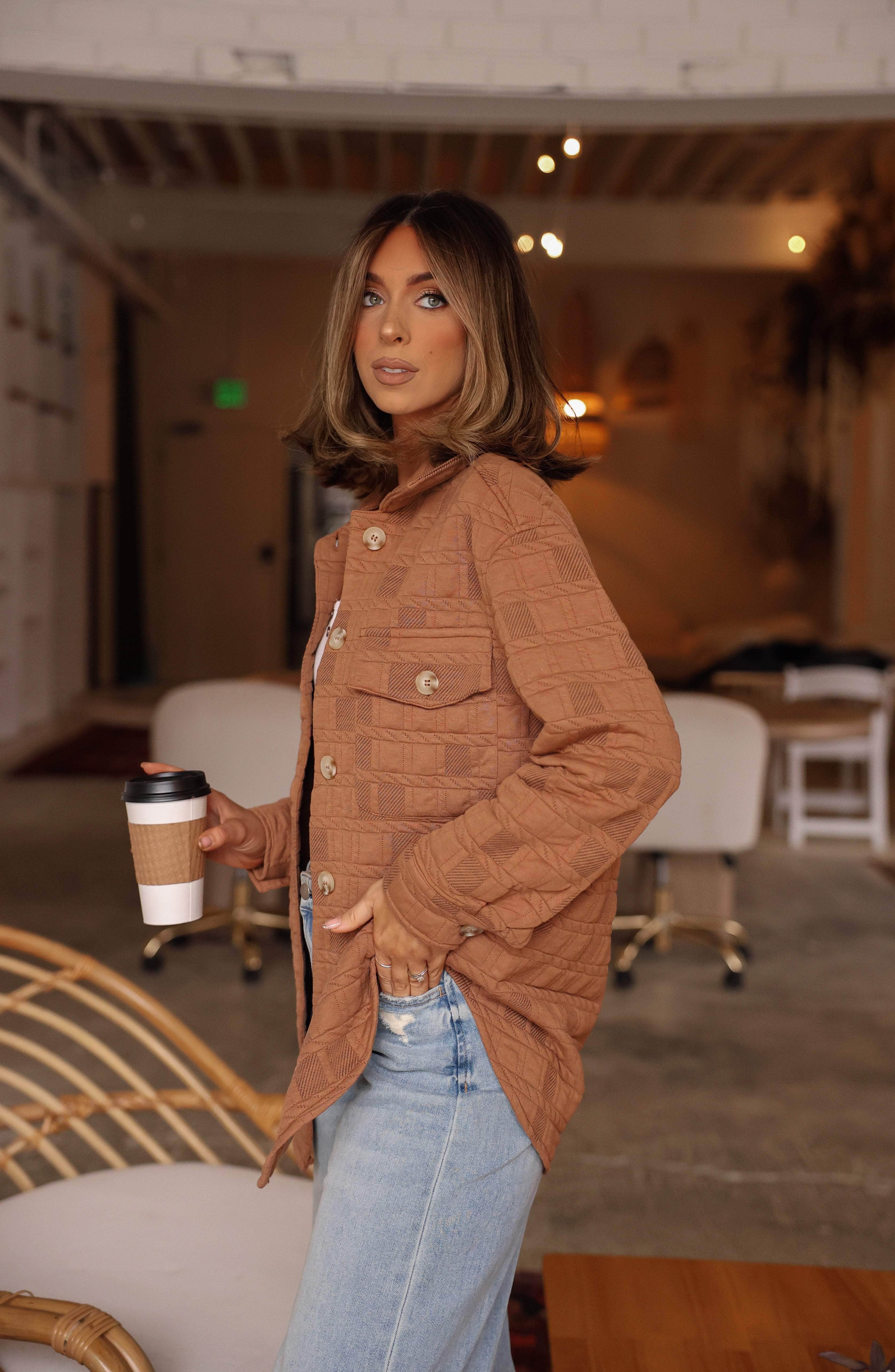 Mocha Textured Knit Jacket