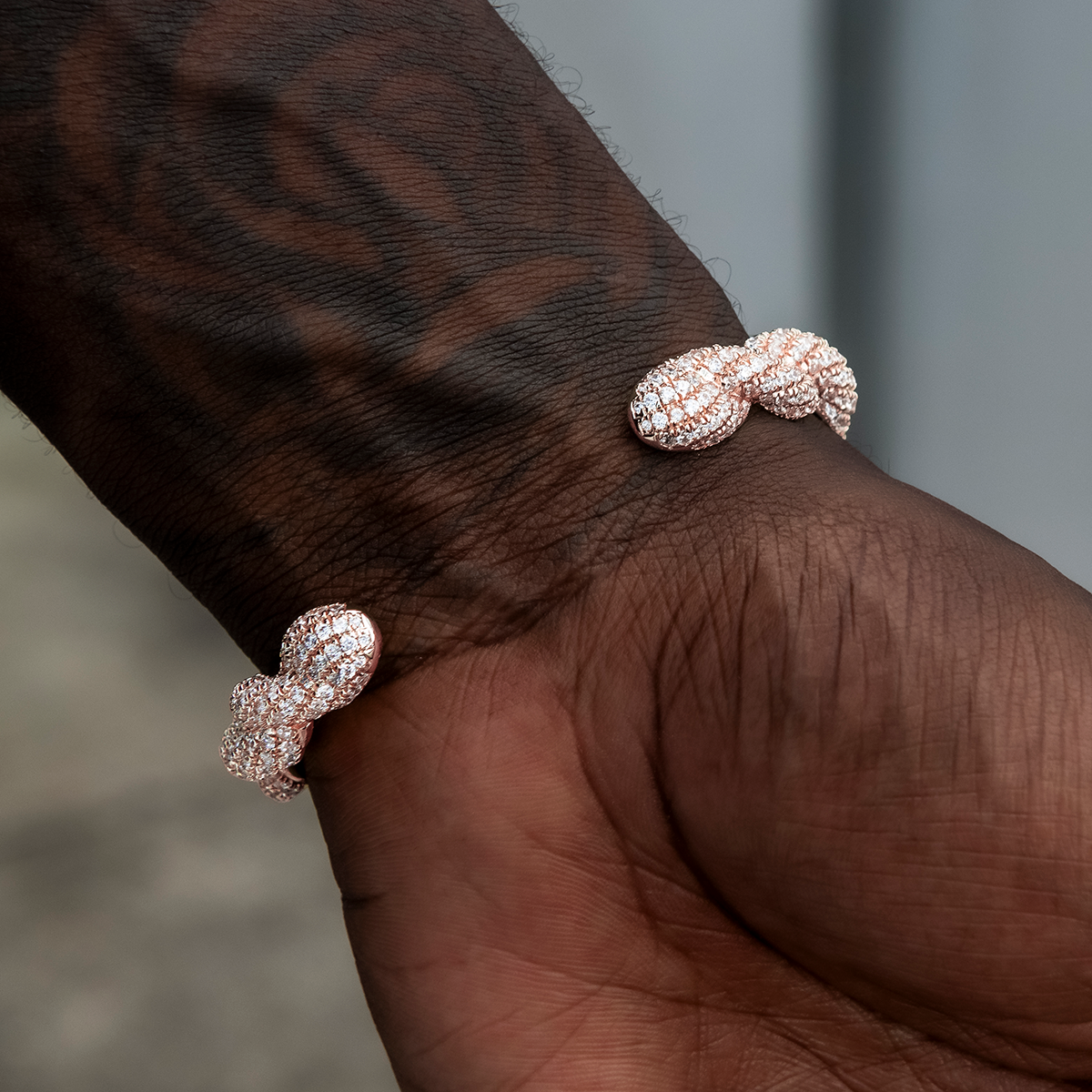 Diamond Rope Cuff Bracelet in Rose Gold- 10mm