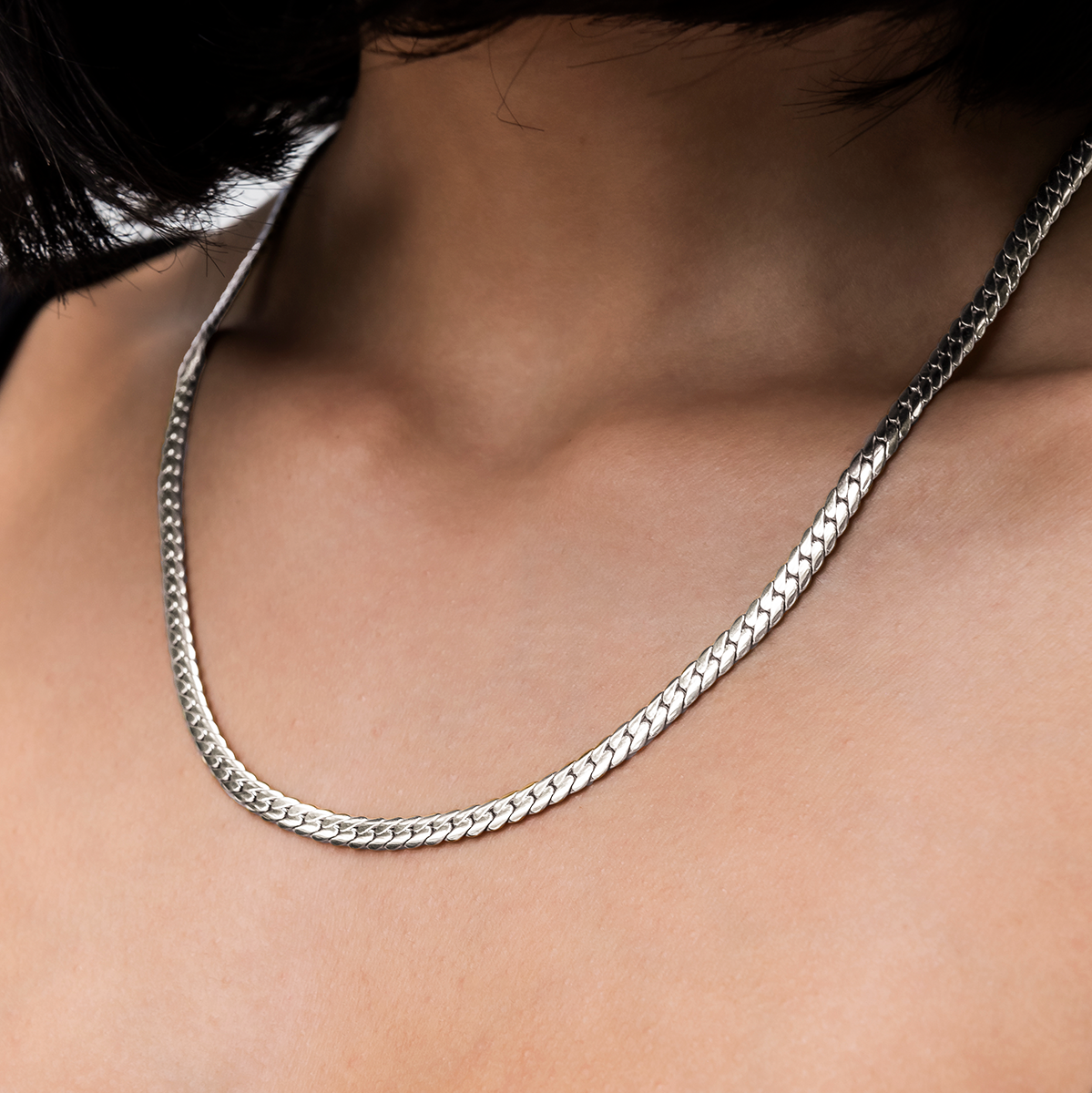 South Beach Cuban Necklace in White Gold- 5mm