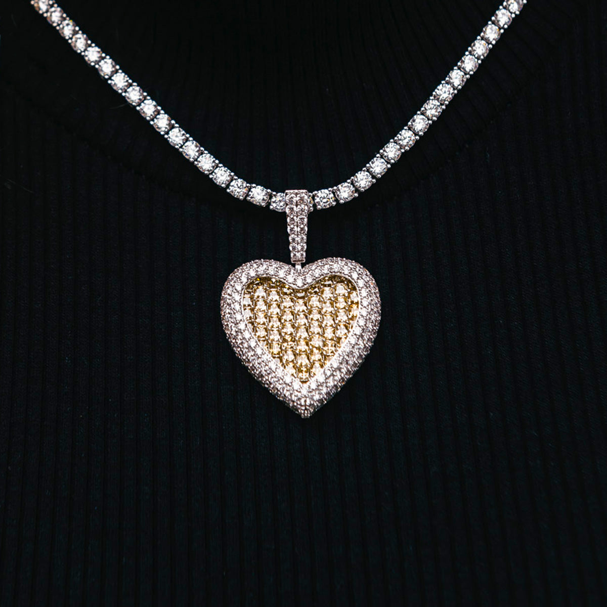 Canary Diamond Baguette Heart Pendant