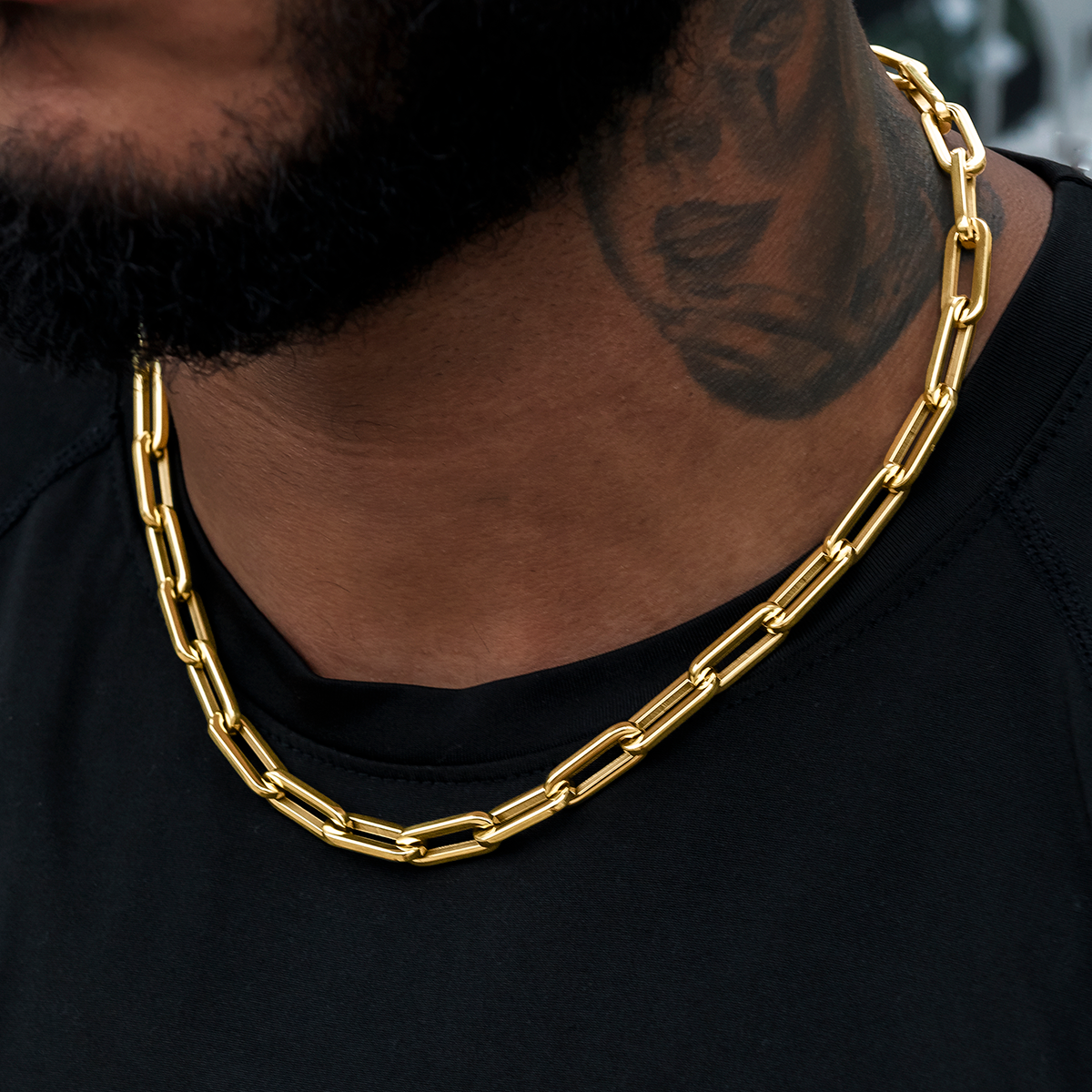 Paper Clip Chain in Yellow Gold- 8mm