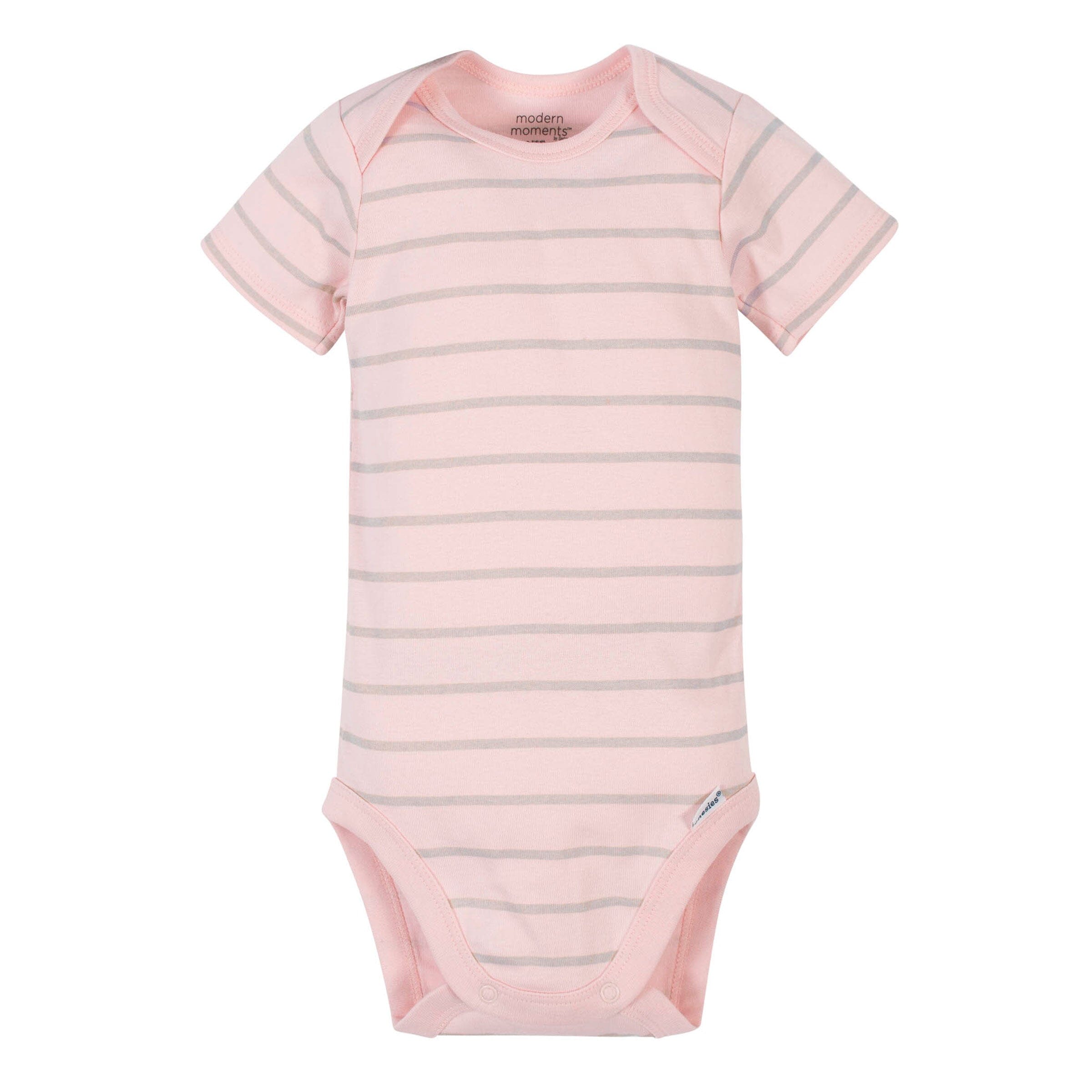 4-Pack Baby Girls Leaves & Stripes Short Sleeve Onesies Bodysuits