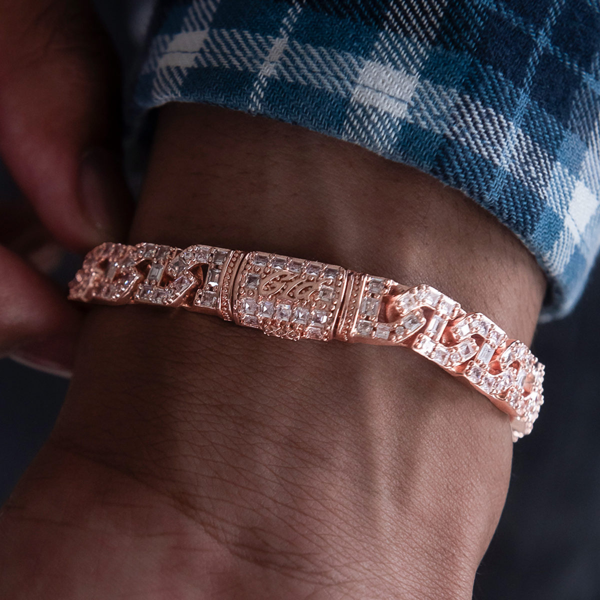 Baguette Chain Link Bracelet in Rose Gold