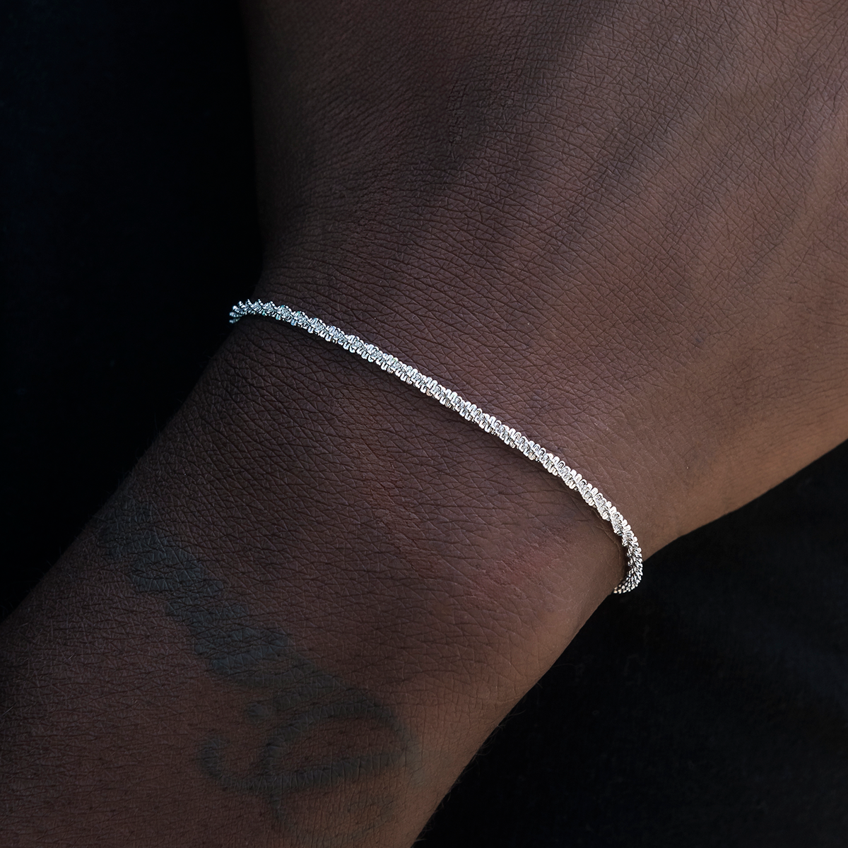 Popcorn Bracelet in White Gold- 2mm