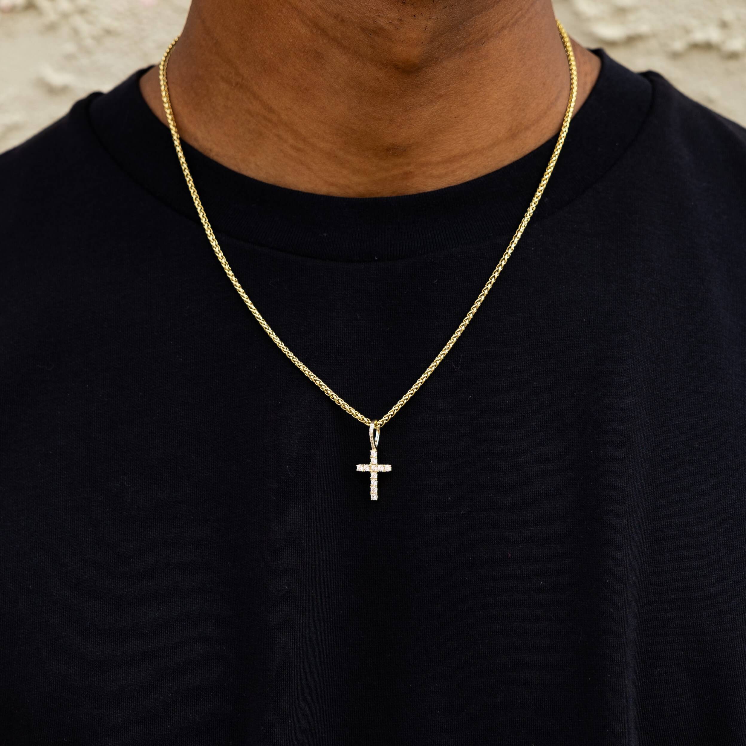 Micro Diamond Cross + Palm Chain Set