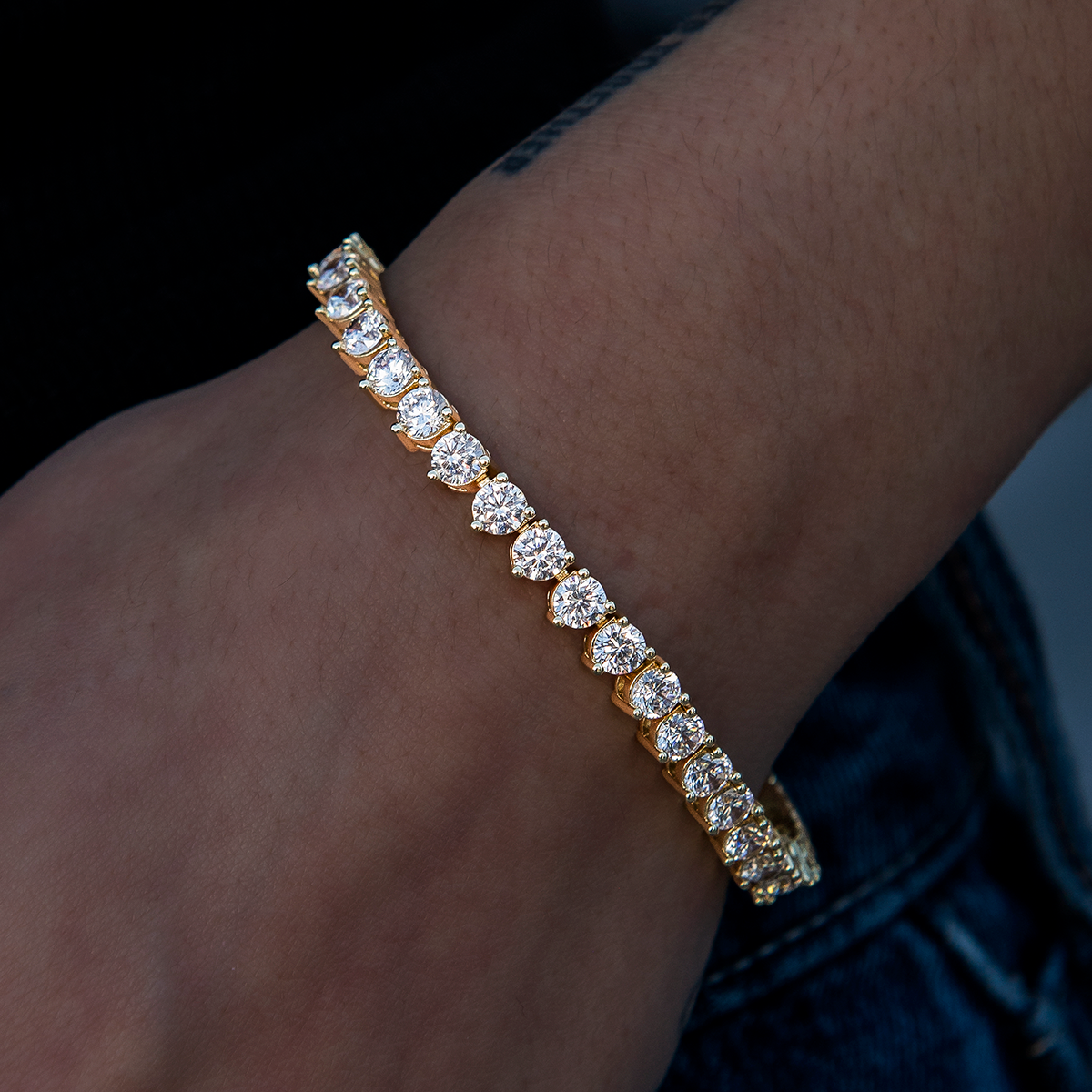 3 Prong Tennis Bracelet in Yellow Gold