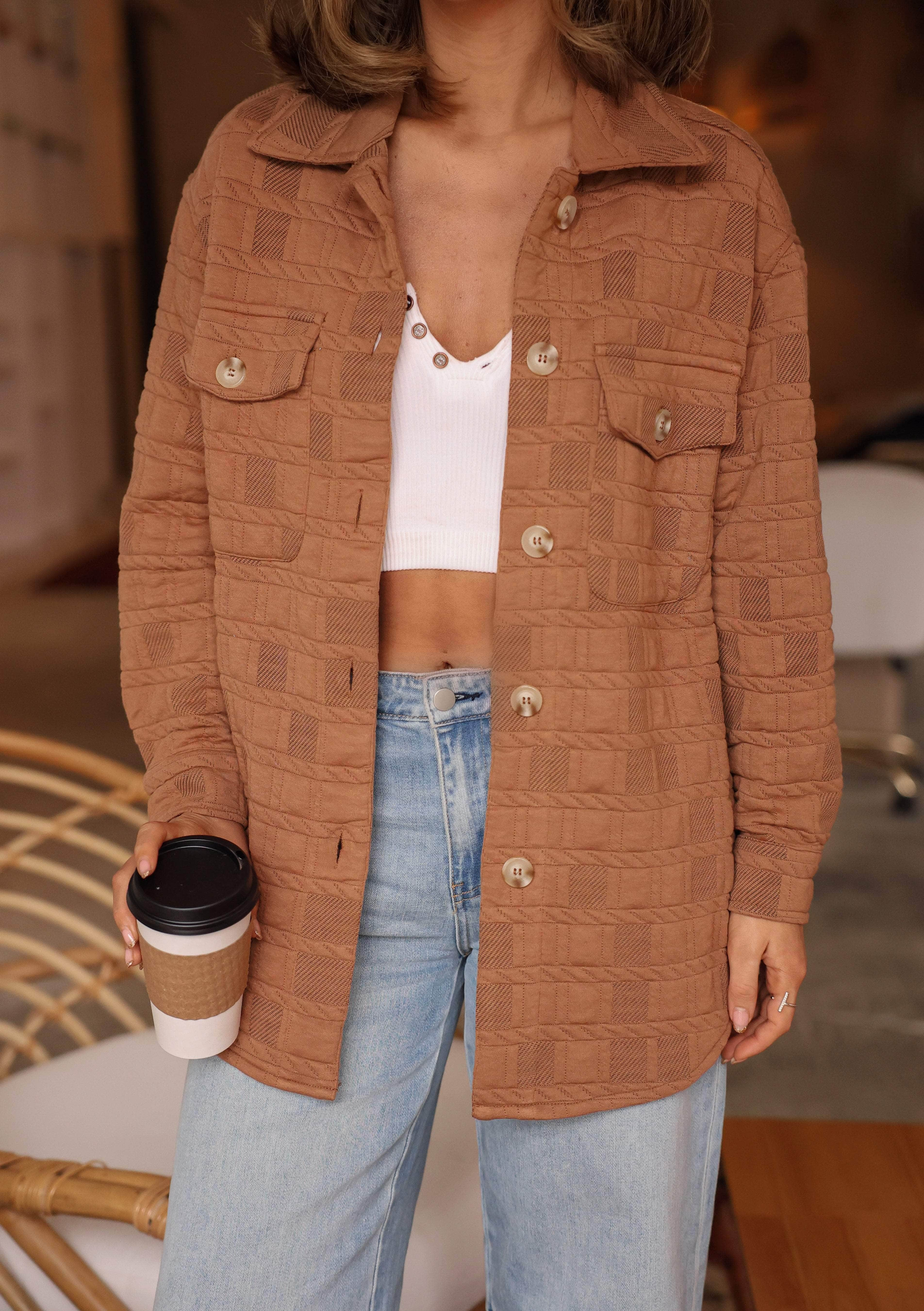 Mocha Textured Knit Jacket