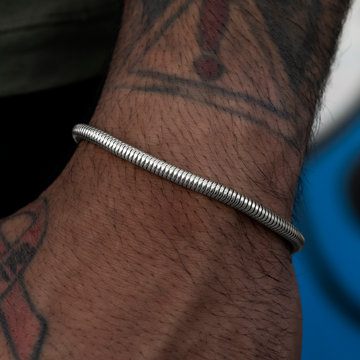 Snake Chain Bracelet in White Gold- 4mm