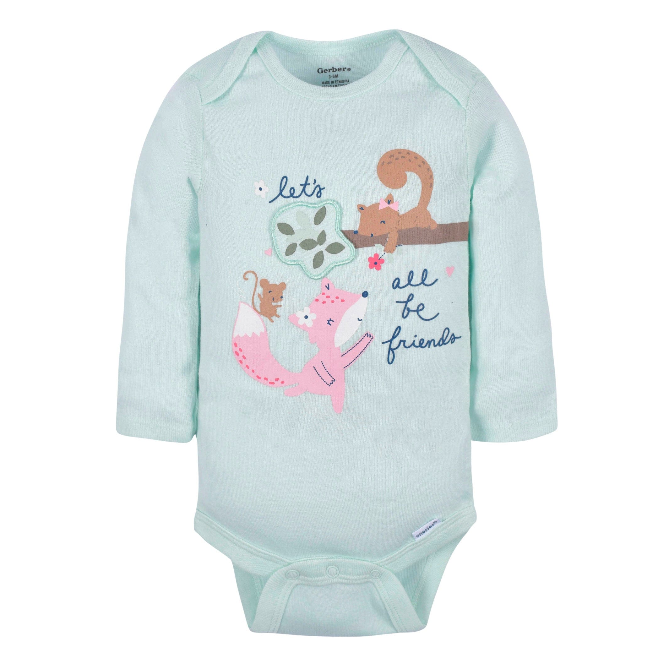 3-Pack Baby Girls Fox Long Sleeve Onesies Bodysuits