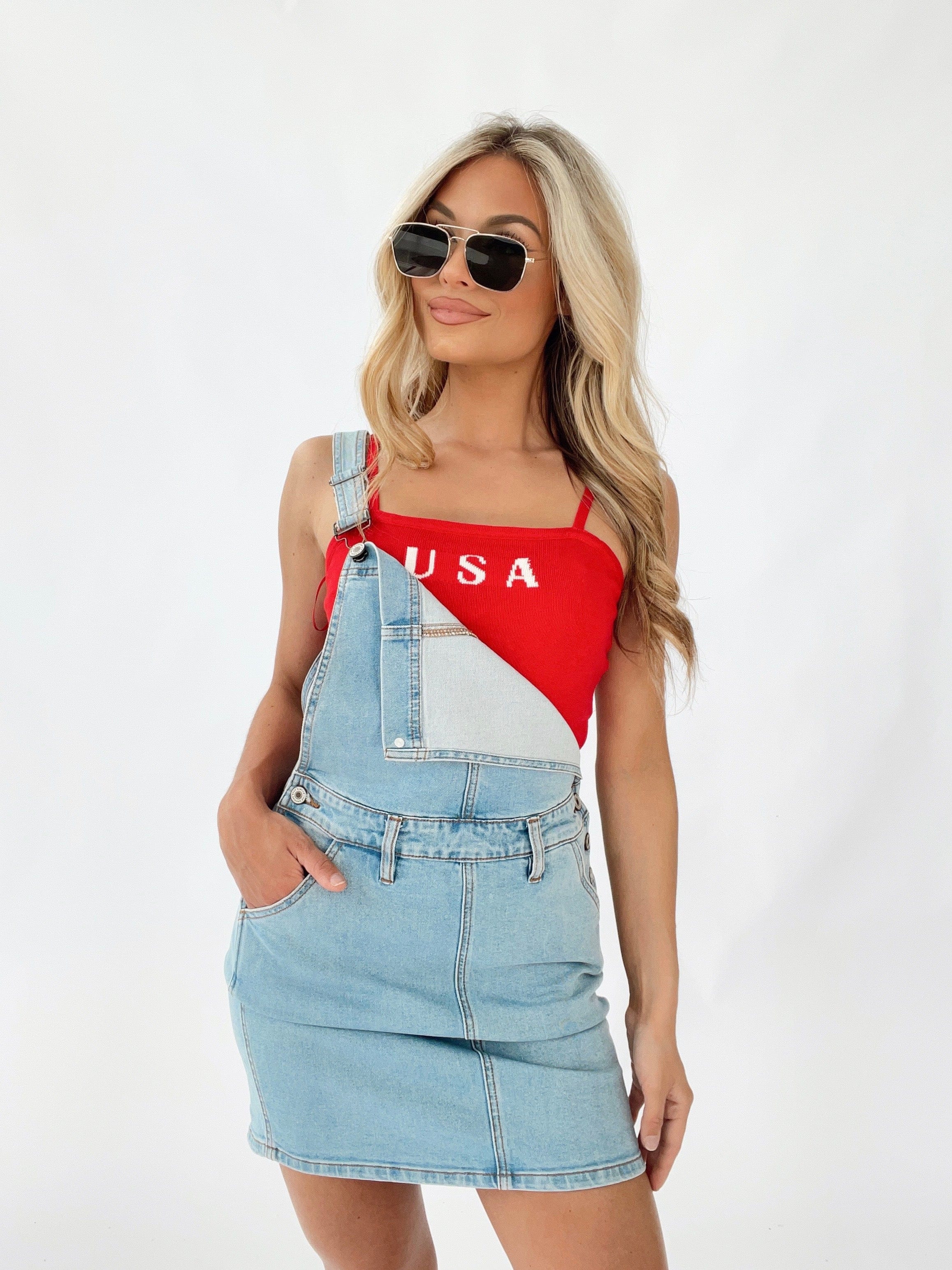 Light Denim Overall Dress