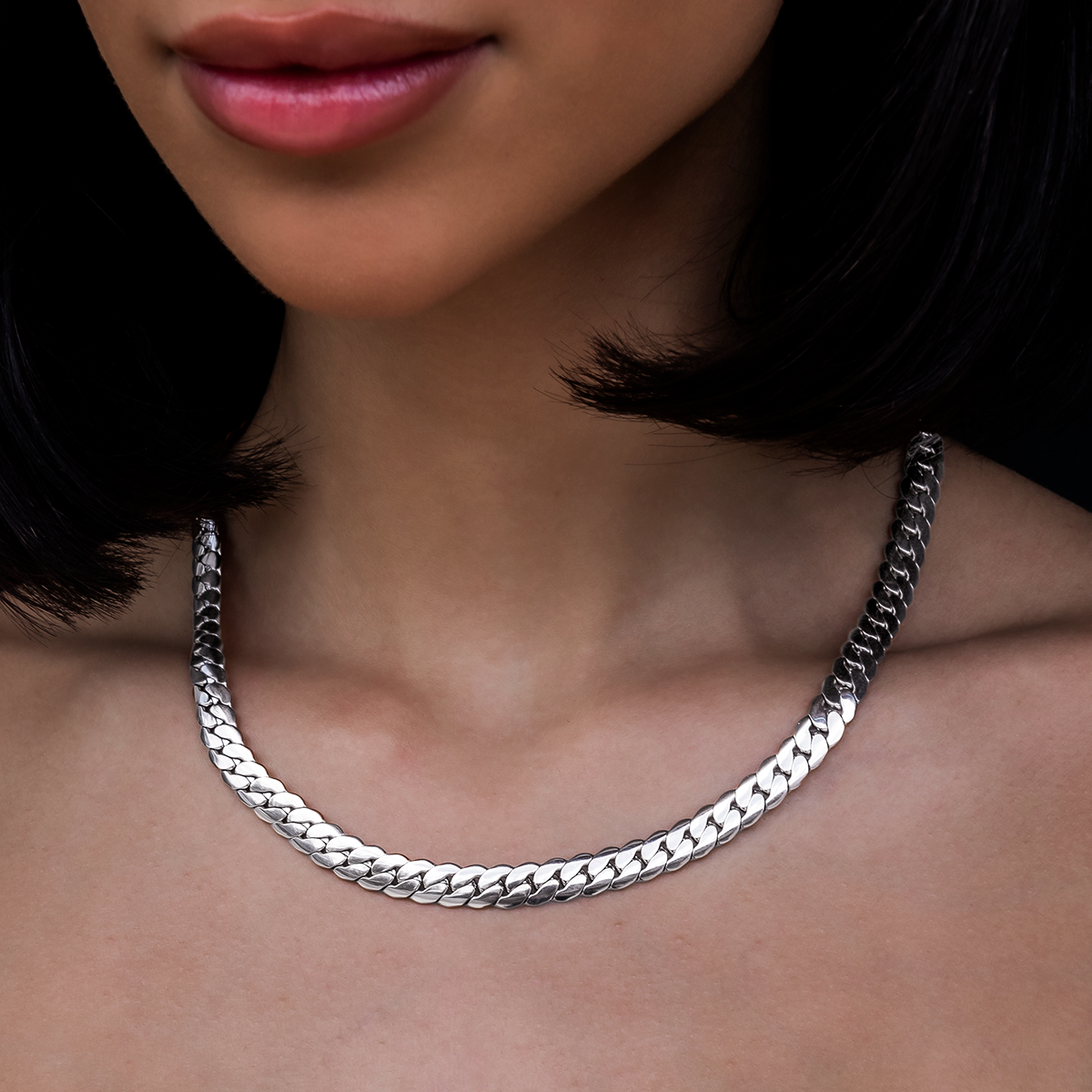 South Beach Cuban Necklace in White Gold- 8mm