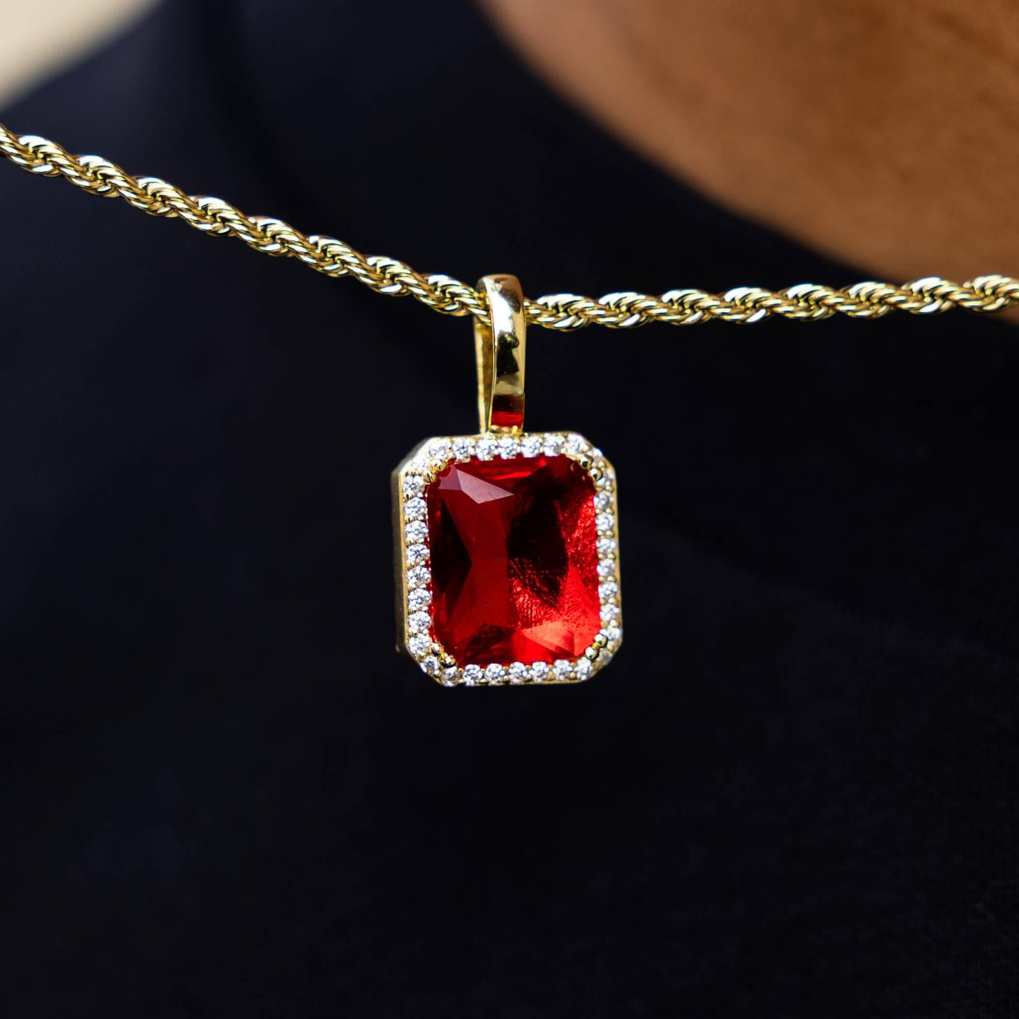 Ruby Stone + Rope Chain Set