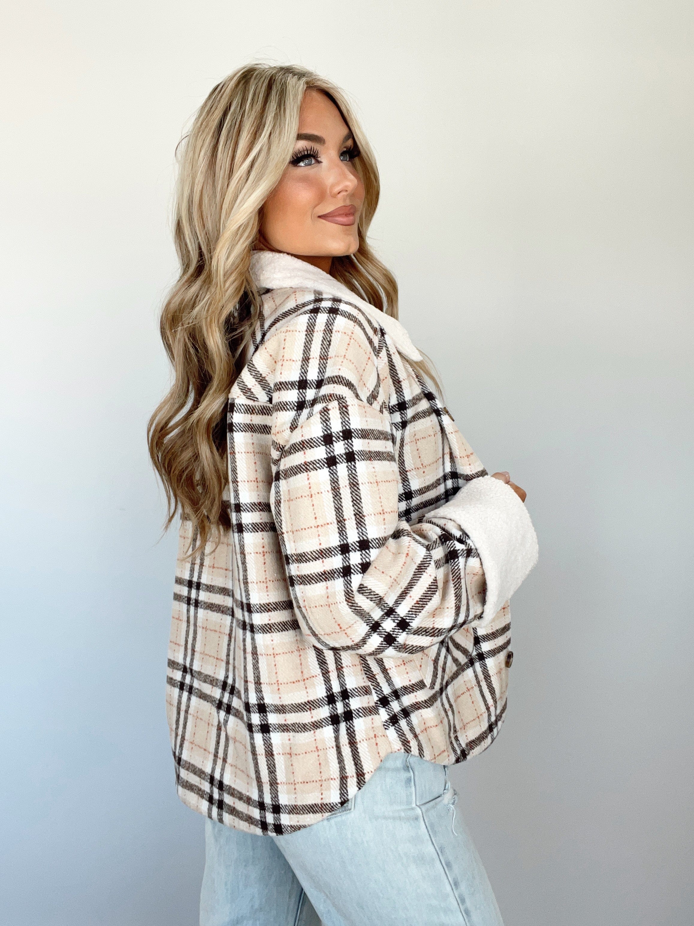 Plaid Cheer Sherpa Jacket