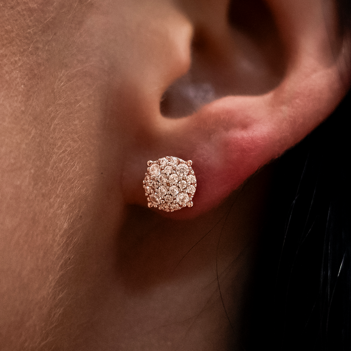 8mm Pave Round Earrings in Rose Gold