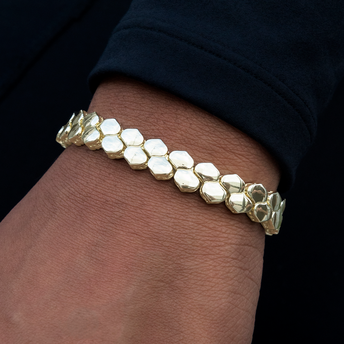 Flat Reptile Bracelet in Yellow Gold-4mm