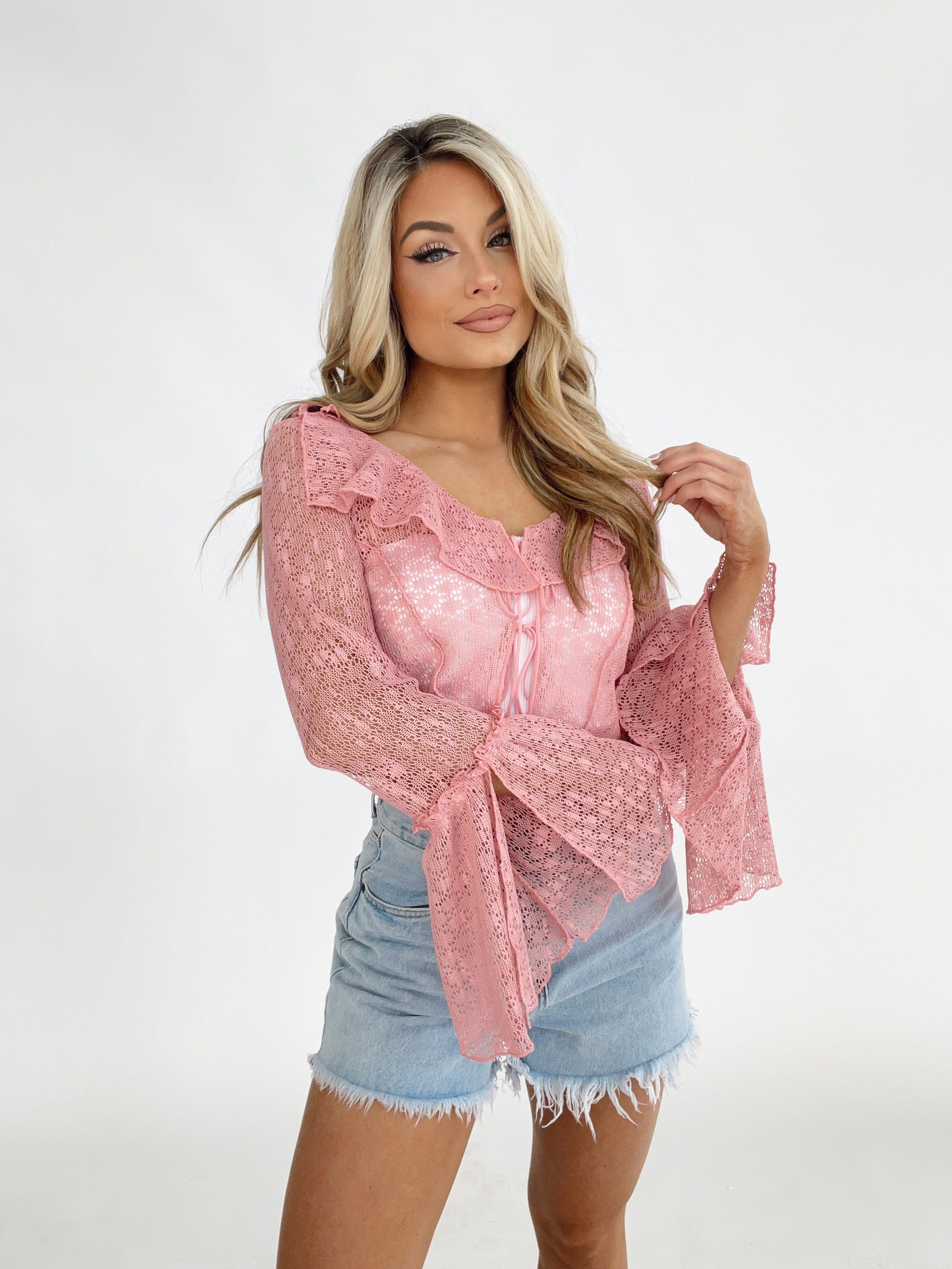 Pink Crochet Tie Top