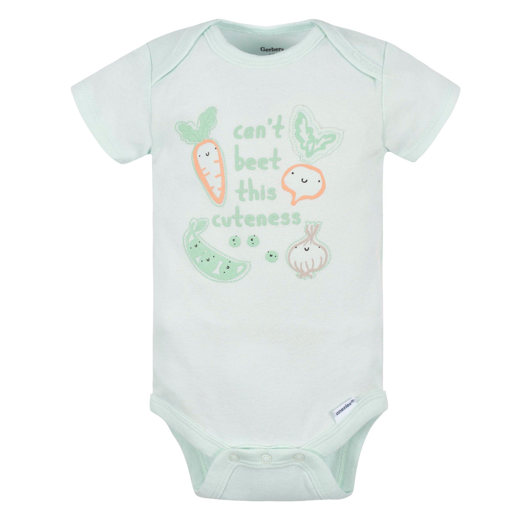 3-Pack Baby Neutral Vegetables Short Sleeve Onesies Bodysuits