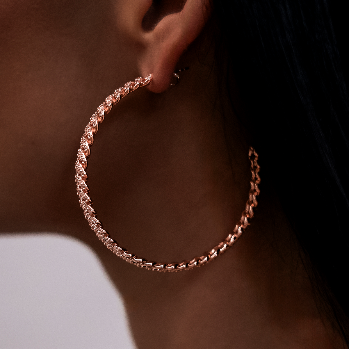 Diamond Prong Hoop Earrings in Rose Gold