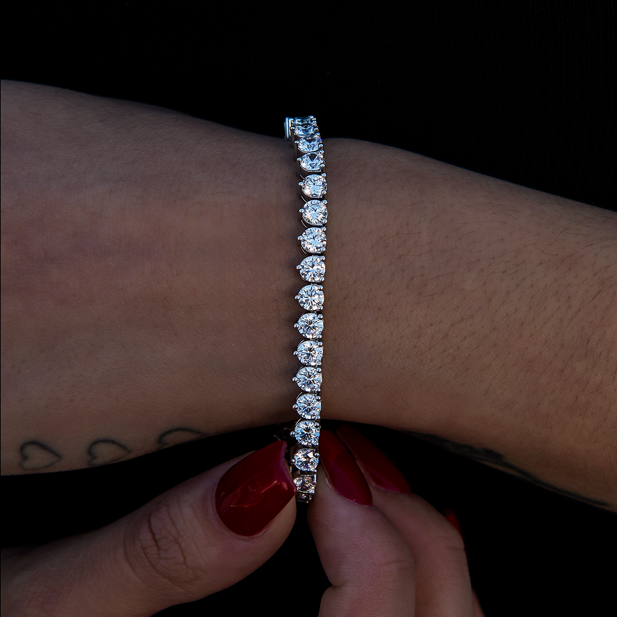 3 Prong Tennis Bracelet in White Gold