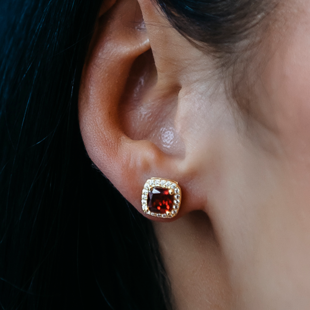 Ruby Cushion Cut Earrings