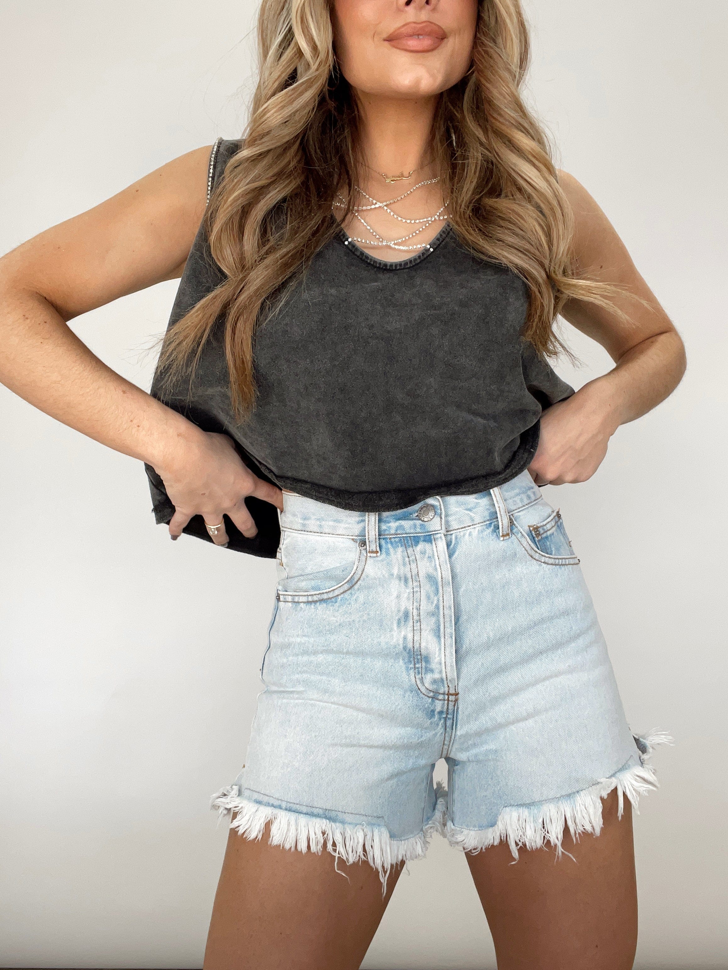 Light Wash Classic Denim Shorts