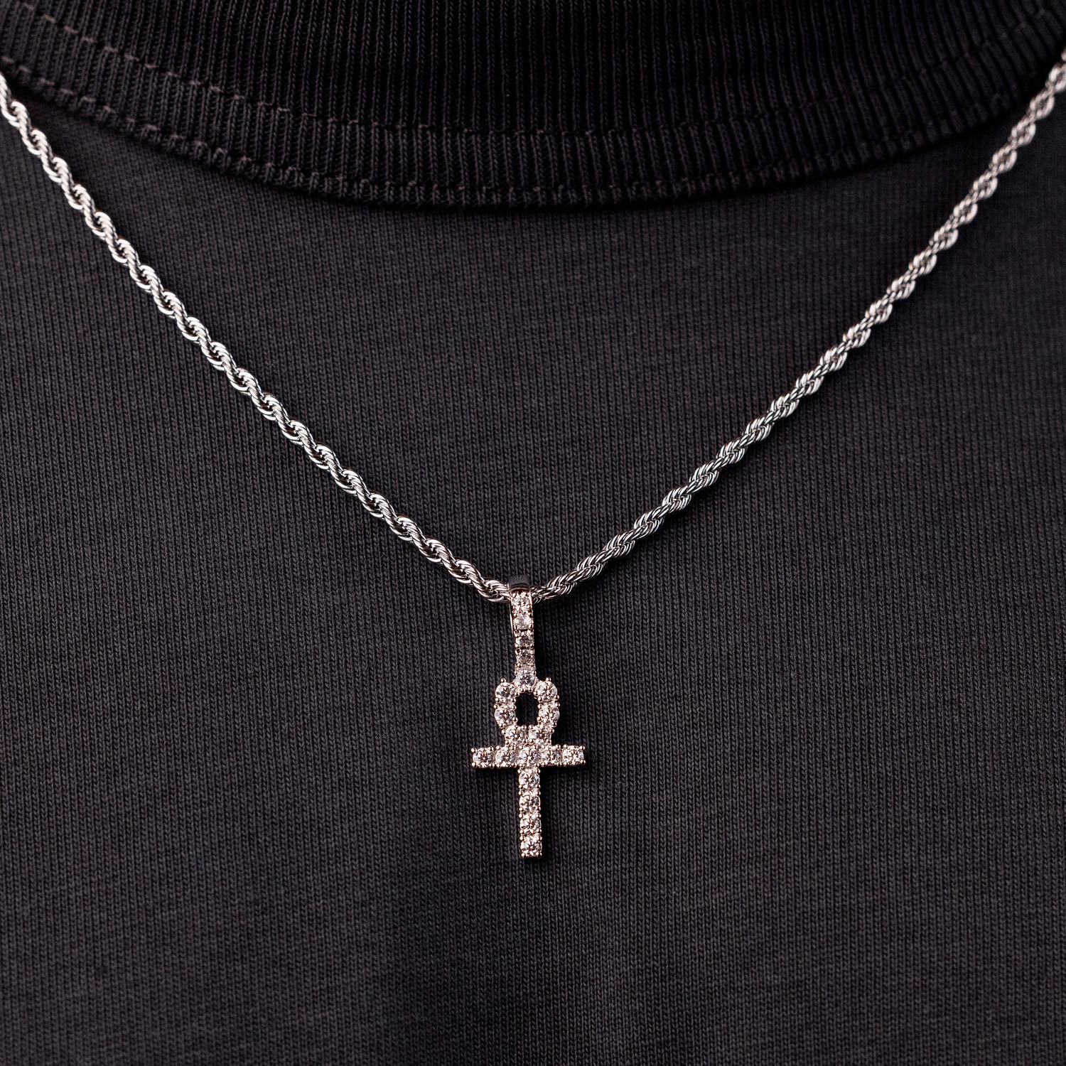 Micro Ankh Cross in White Gold