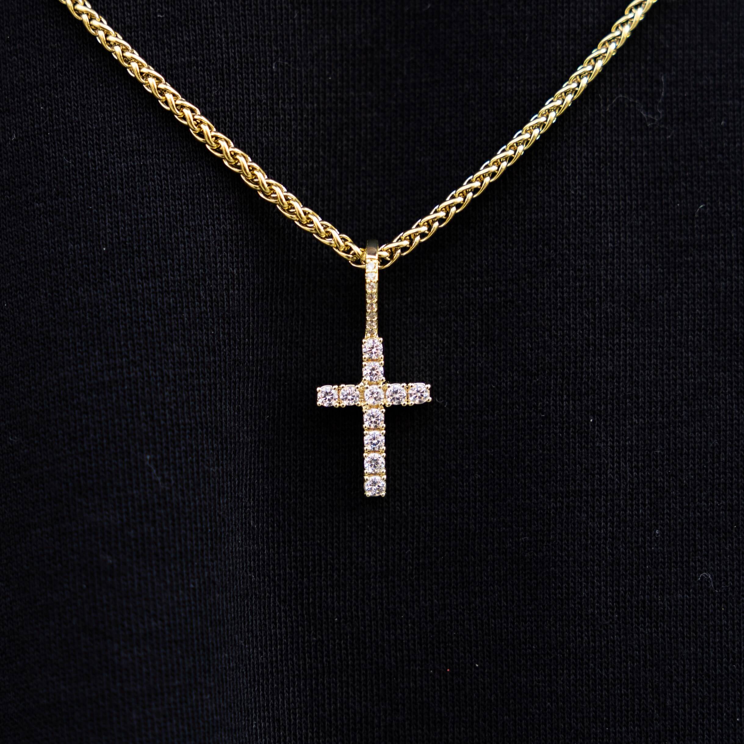 Micro Diamond Cross + Palm Chain Set