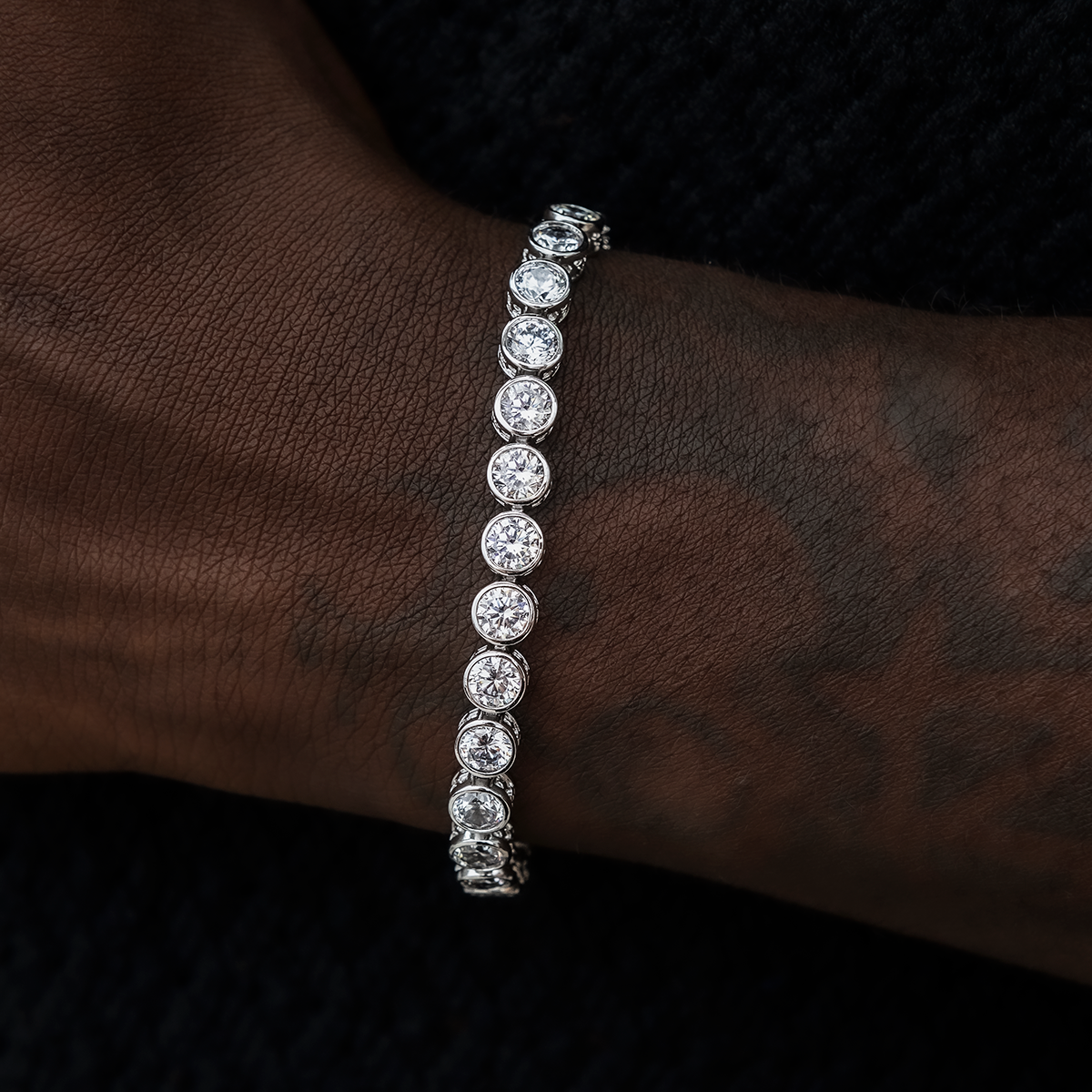 Bezel Tennis Bracelet in White Gold- 5mm