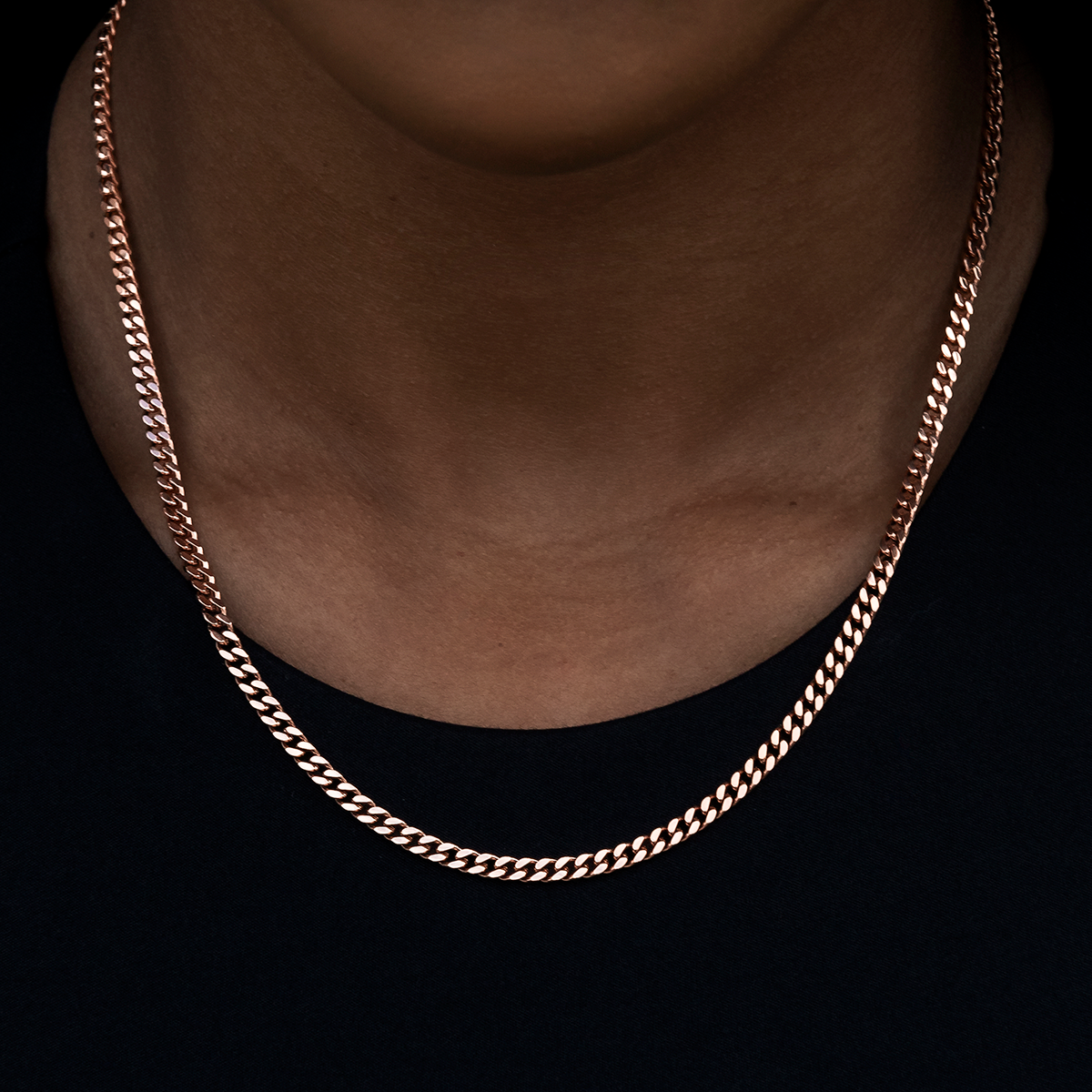 3MM Micro Cuban Necklace in Rose Gold