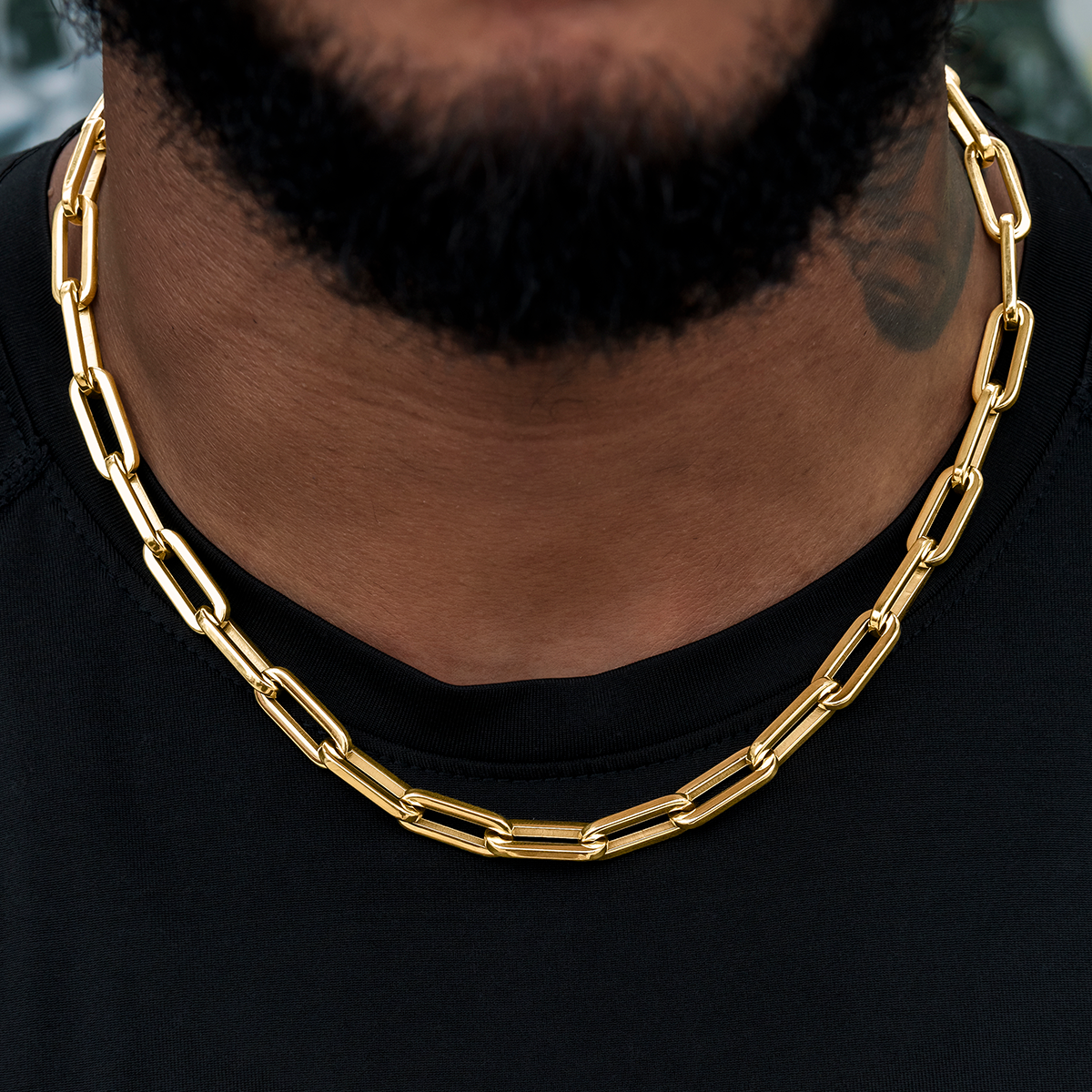 Paper Clip Chain in Yellow Gold- 8mm