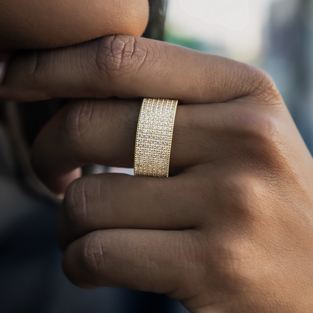 Diamond Stacked Ring in Yellow Gold Vermeil