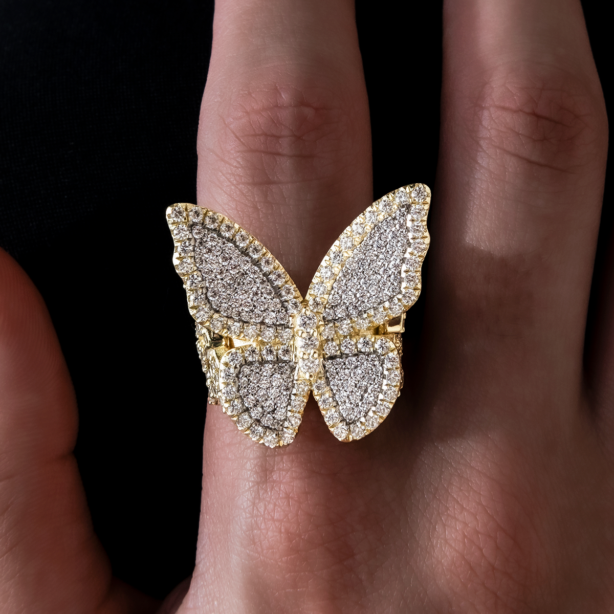 Iced Butterfly Star Ring in Yellow Gold Vermeil