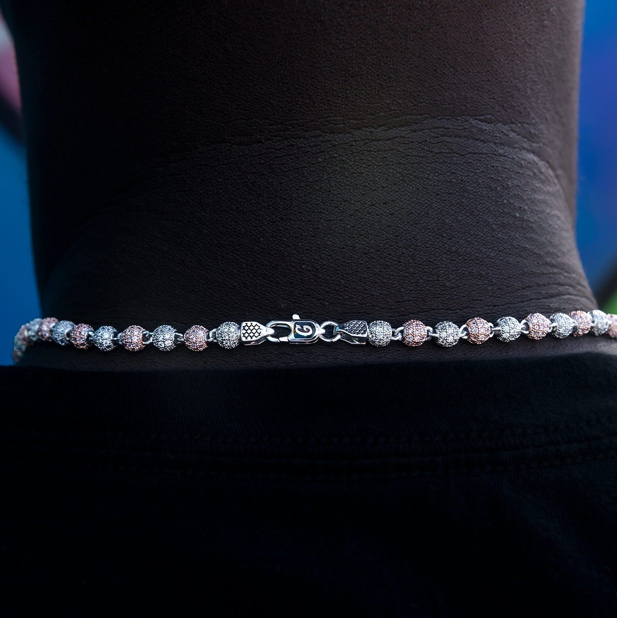 Iced Ball Chain in Rose/White Gold- 4mm